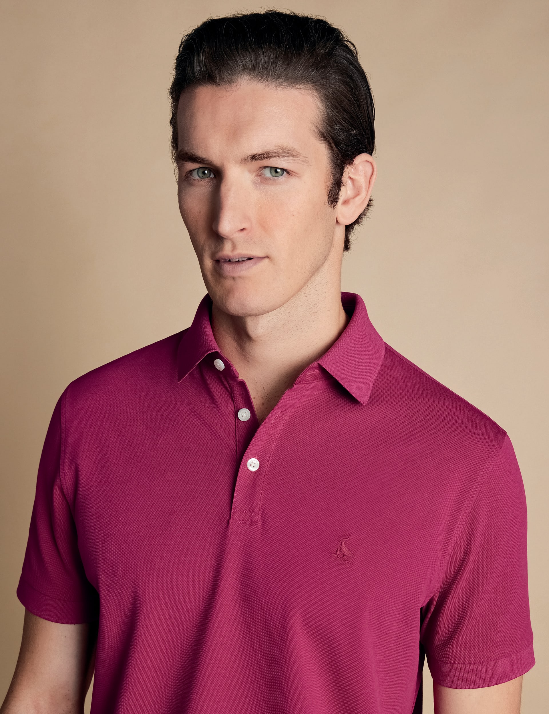 Charles Tyrwhitt Men's Cotton Rich Pique Polo Shirt - XXL - Bright Pink, Bright Pink