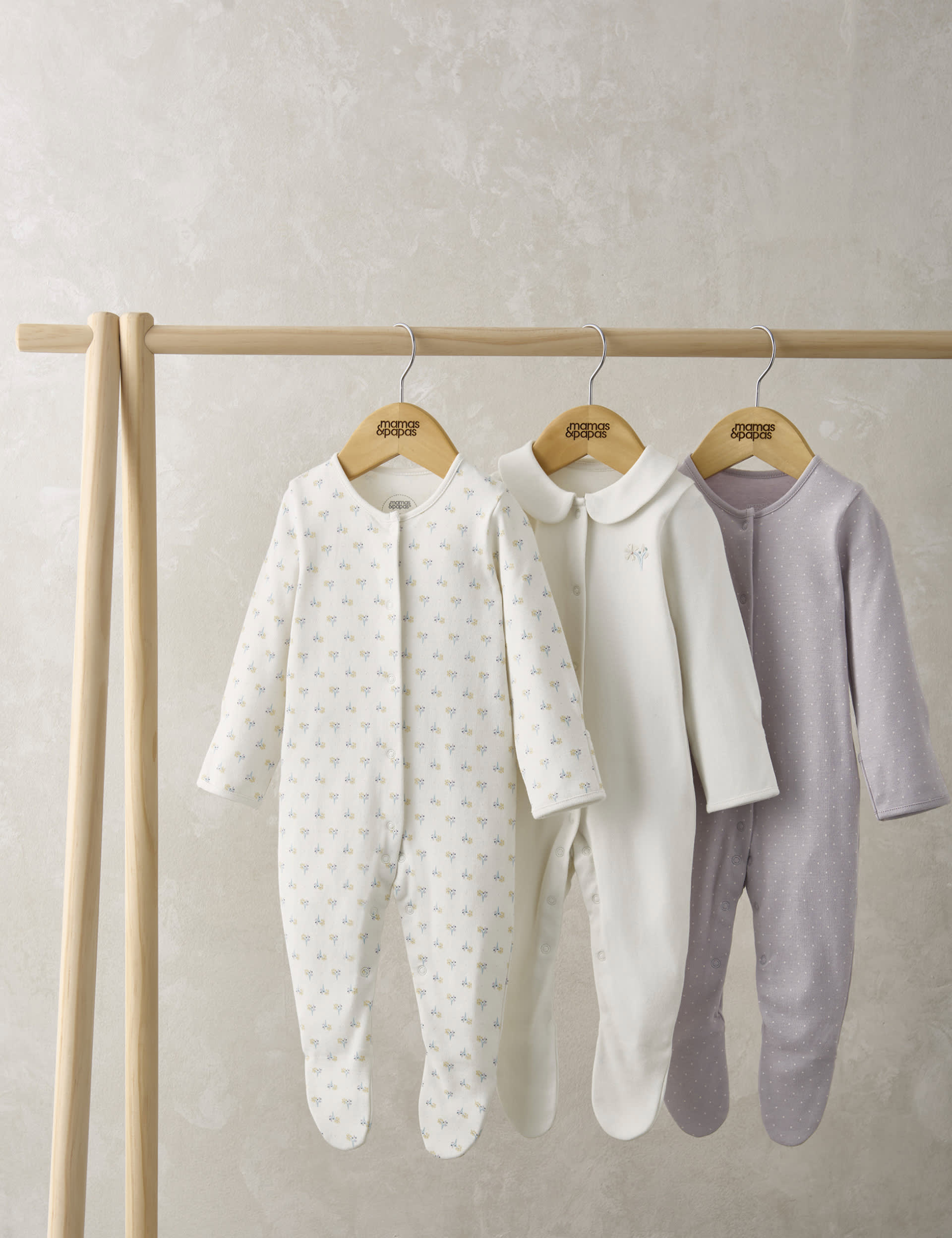 Mamas & Papas Girls 3pk Pure Cotton Ditsy Floral Sleepsuits (0-24 Mths) - UT1M - Multi, Multi