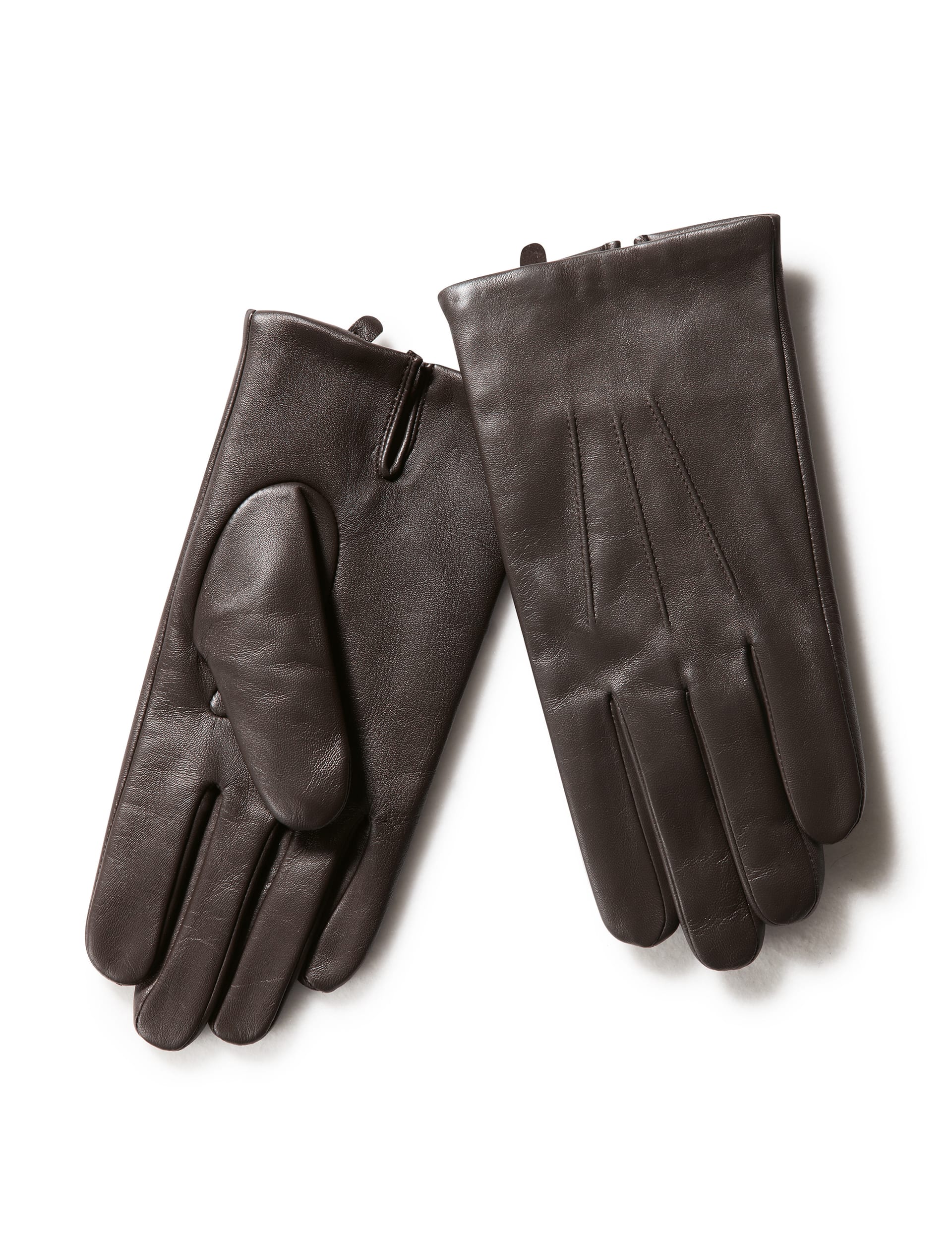 Charles Tyrwhitt Men's Leather Touchscreen Gloves - Brown, Brown