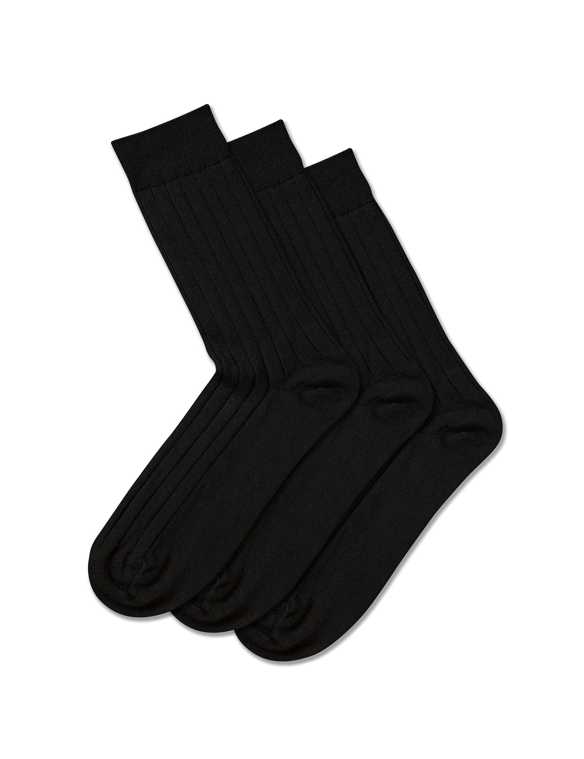 Charles Tyrwhitt Men's 3pk Merino Wool Blend Socks - Black, Blue,Black