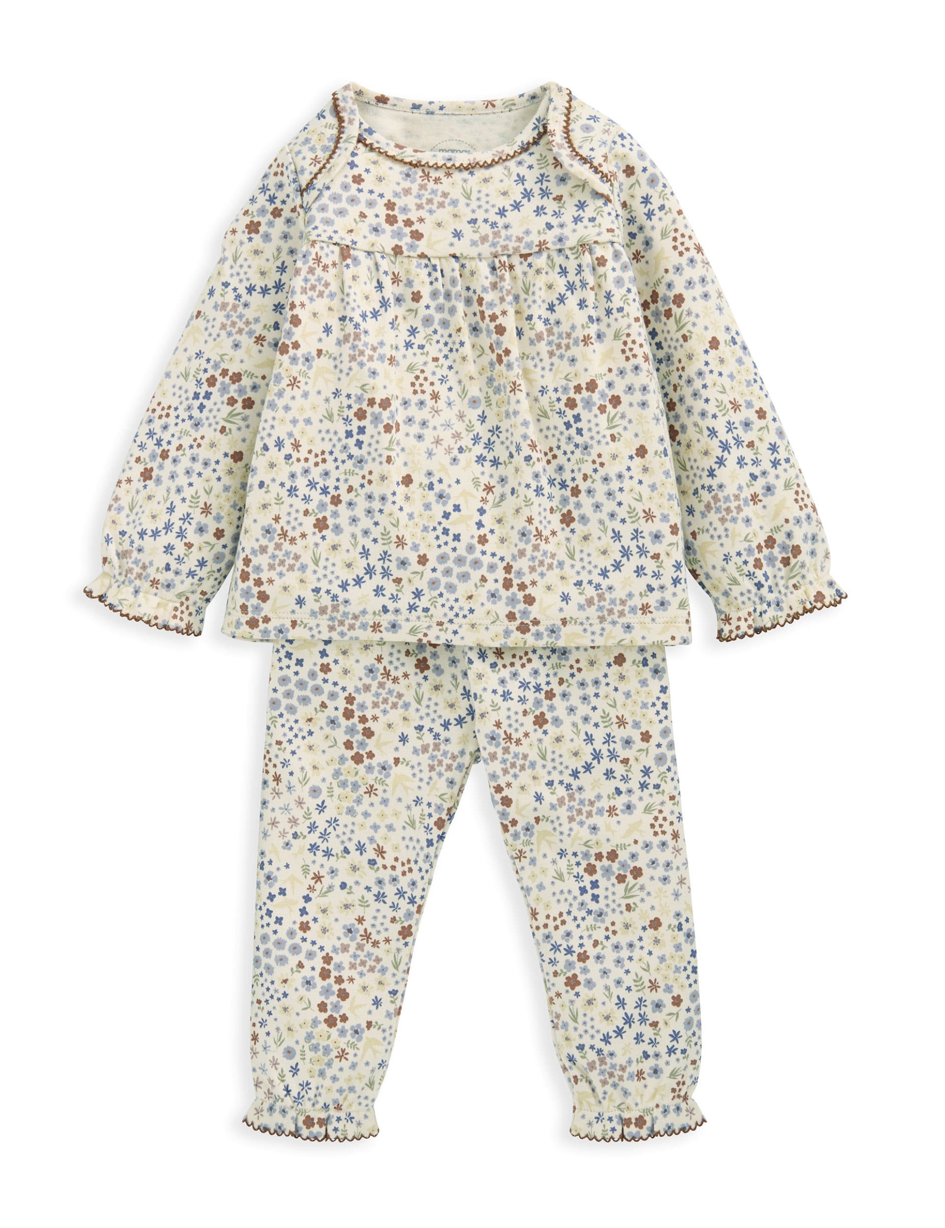 Mamas & Papas Girls Pure Cotton Ditsy Floral Pyjamas (0-3 Yrs) - 9-12M - Multi, Multi