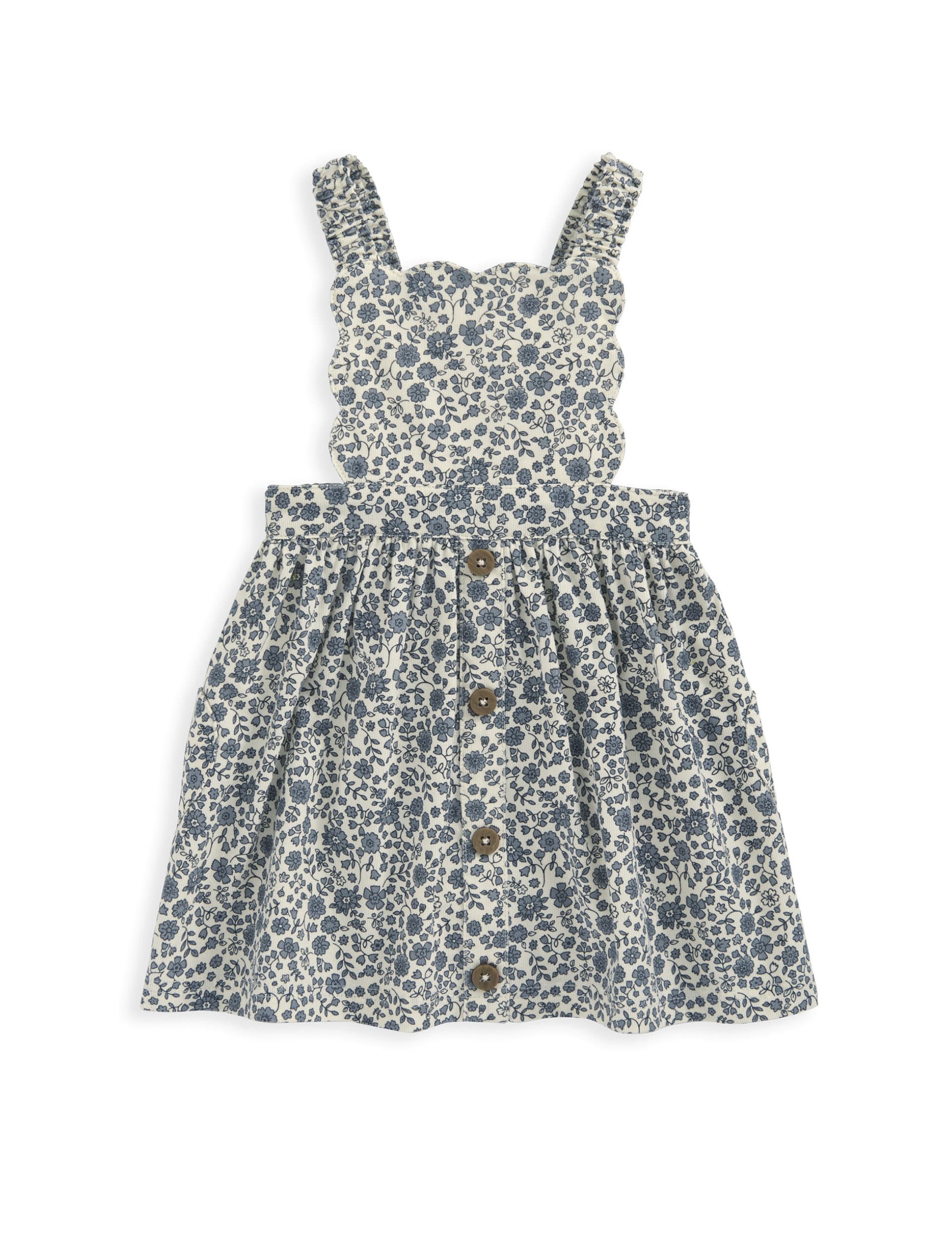 Mamas & Papas Girls 2pc Cotton Rich Floral Outfit (0-24 Mths) - 6-9 M - Blue, Blue