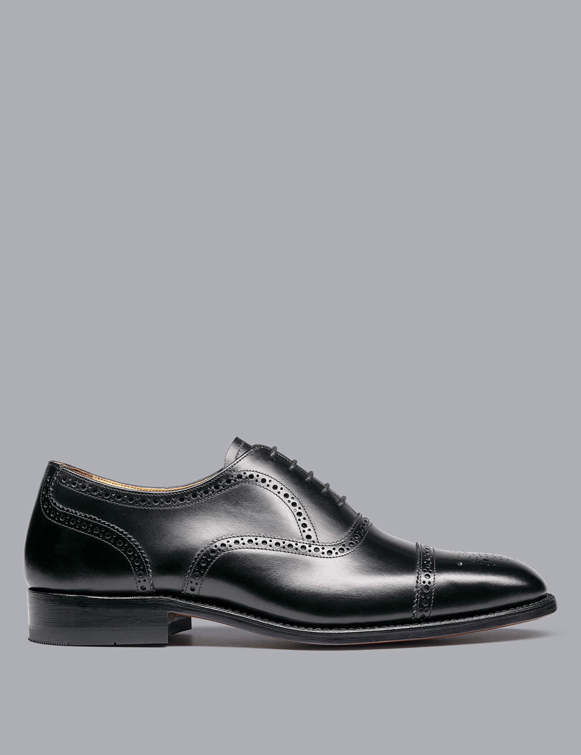 Charles Tyrwhitt Men's Leather Oxford Shoes - 8.5 - Black, Black,Brown