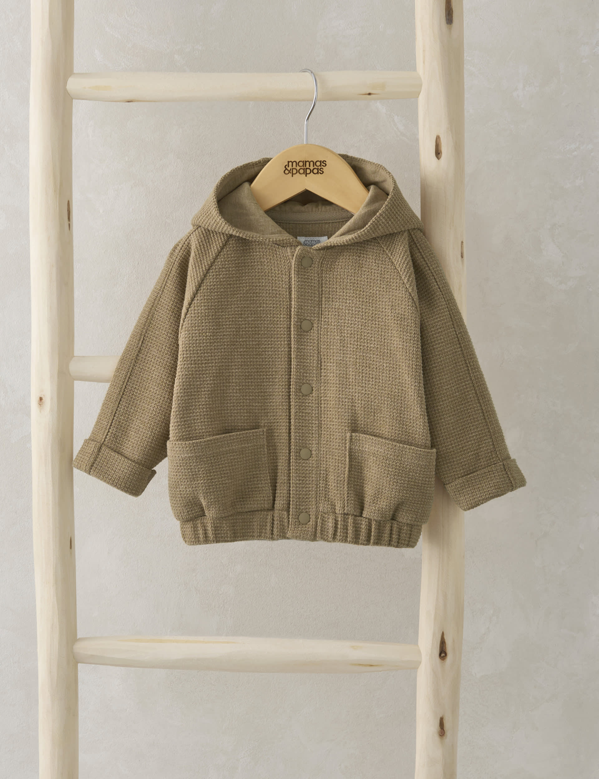 Mamas & Papas Boys Pure Cotton Hoodie (0-3 Yrs) - 9-12M - Brown, Brown