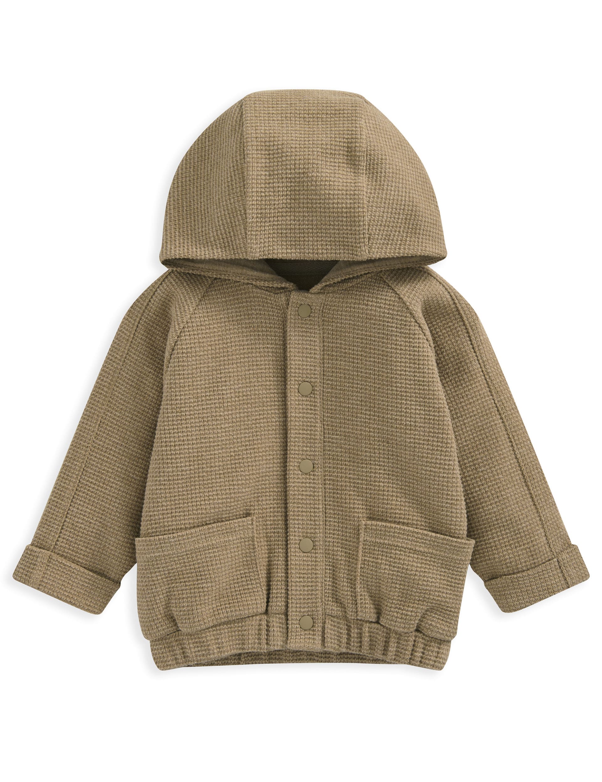 Mamas & Papas Boys Pure Cotton Hoodie (0-3 Yrs) - 9-12M - Brown, Brown