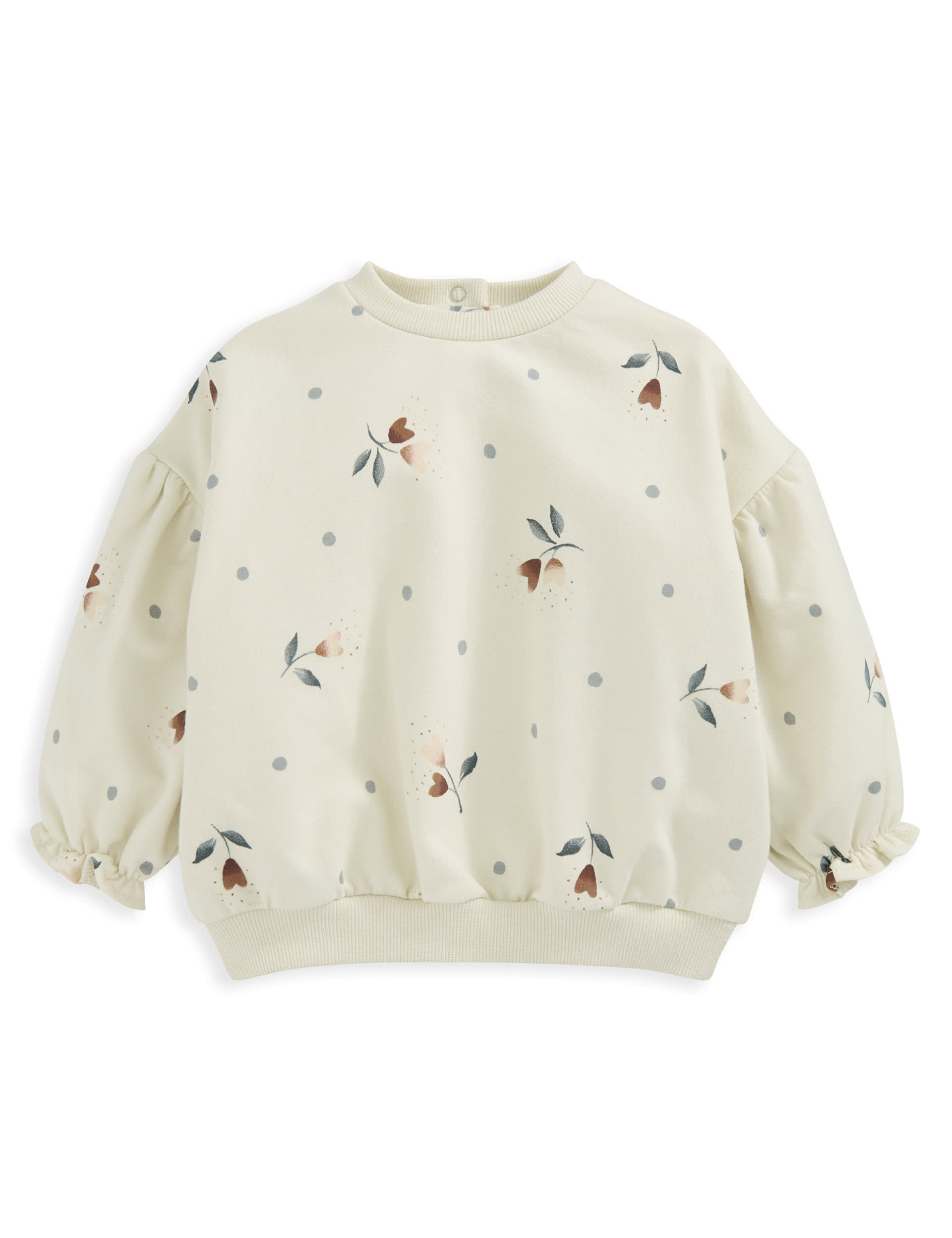 Mamas & Papas Girls Pure Cotton Floral Heart Print Sweatshirt (0-3 Yrs) - 6-9 M - Beige, Beige