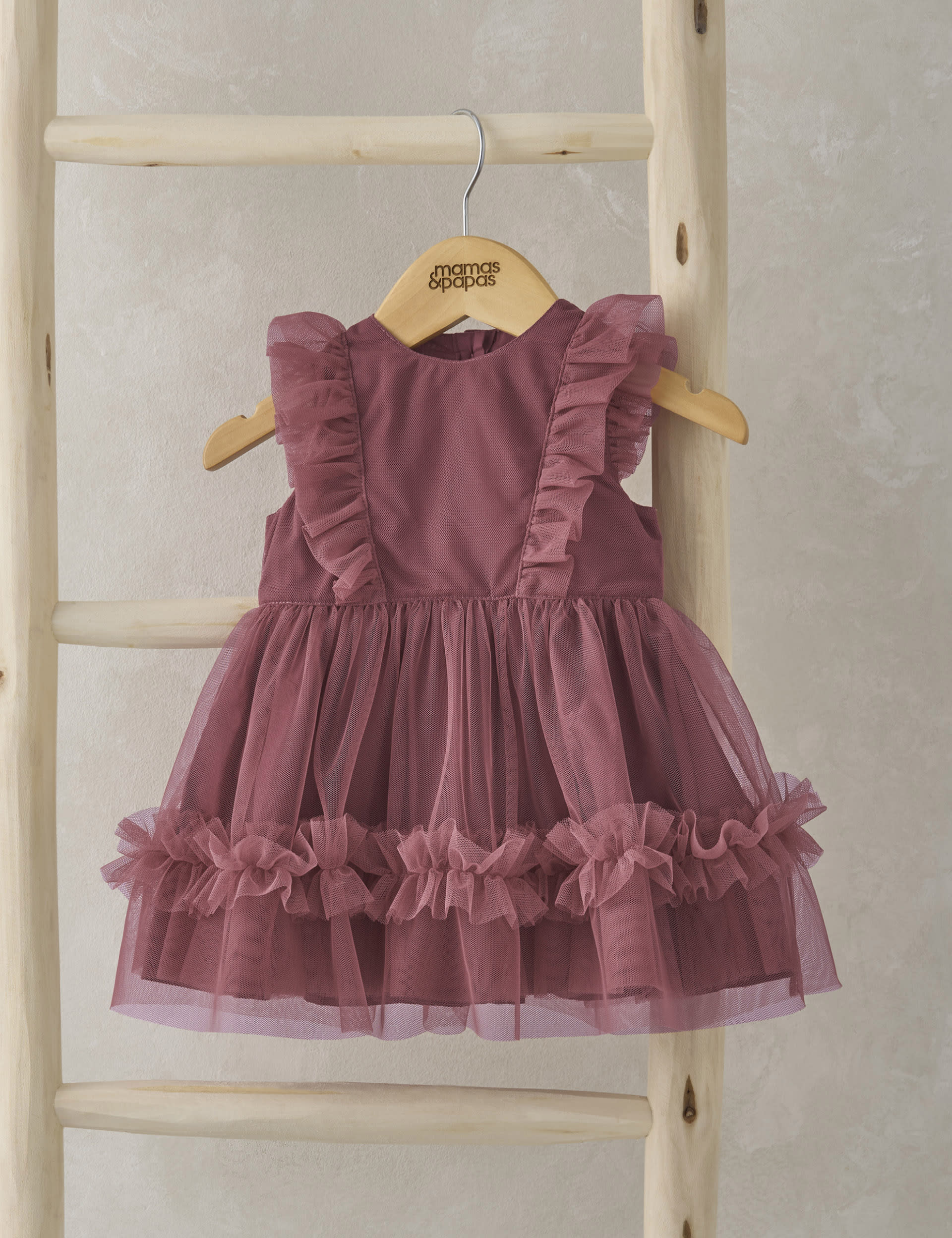 Mamas & Papas Girls Tulle Frill Party Dress (0-3 Yrs) - 3-6 M - Pink, Pink