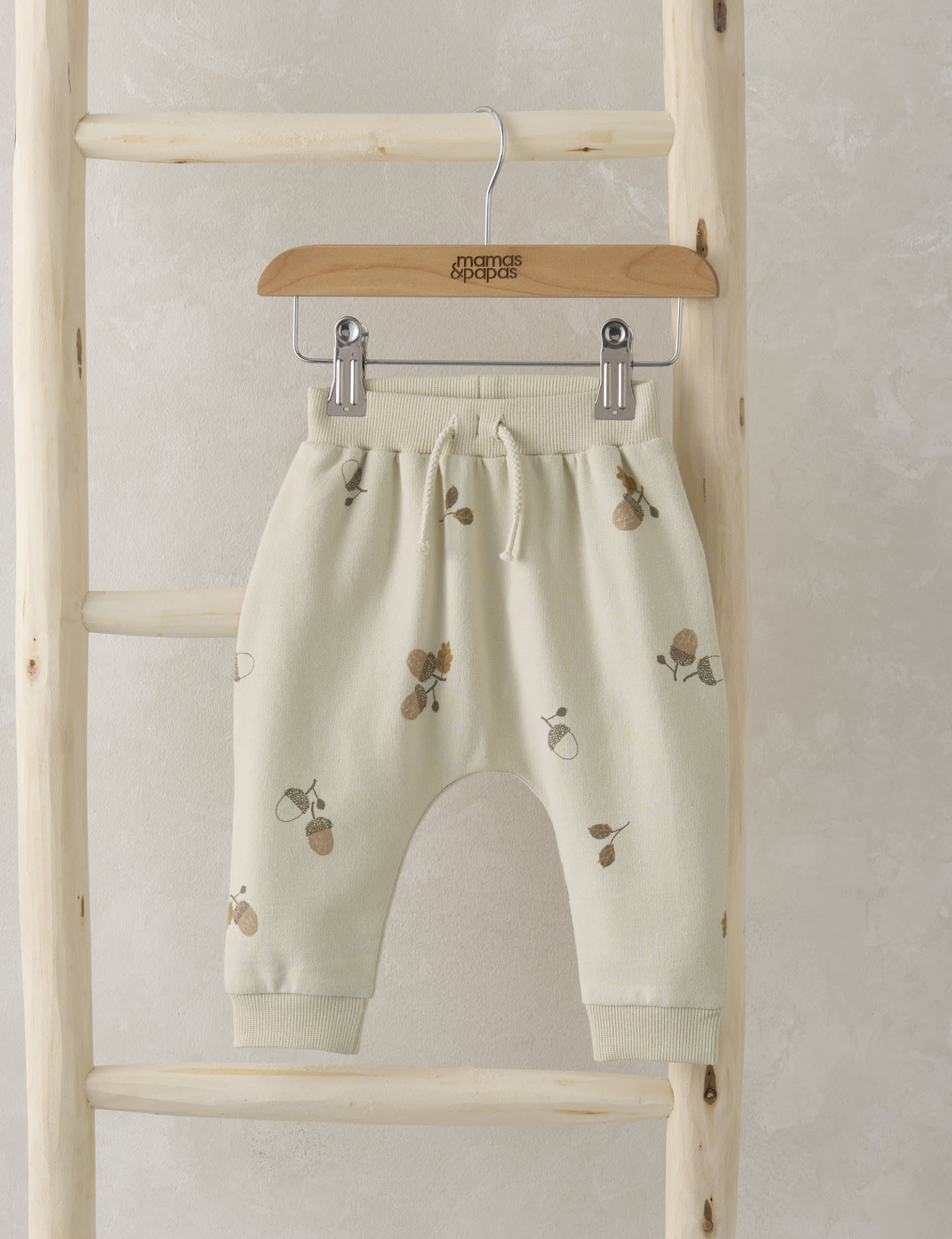 Mamas & Papas Boys Pure Cotton Acorn Print Joggers (0-3 Yrs) - 18-24 - Cream, Cream