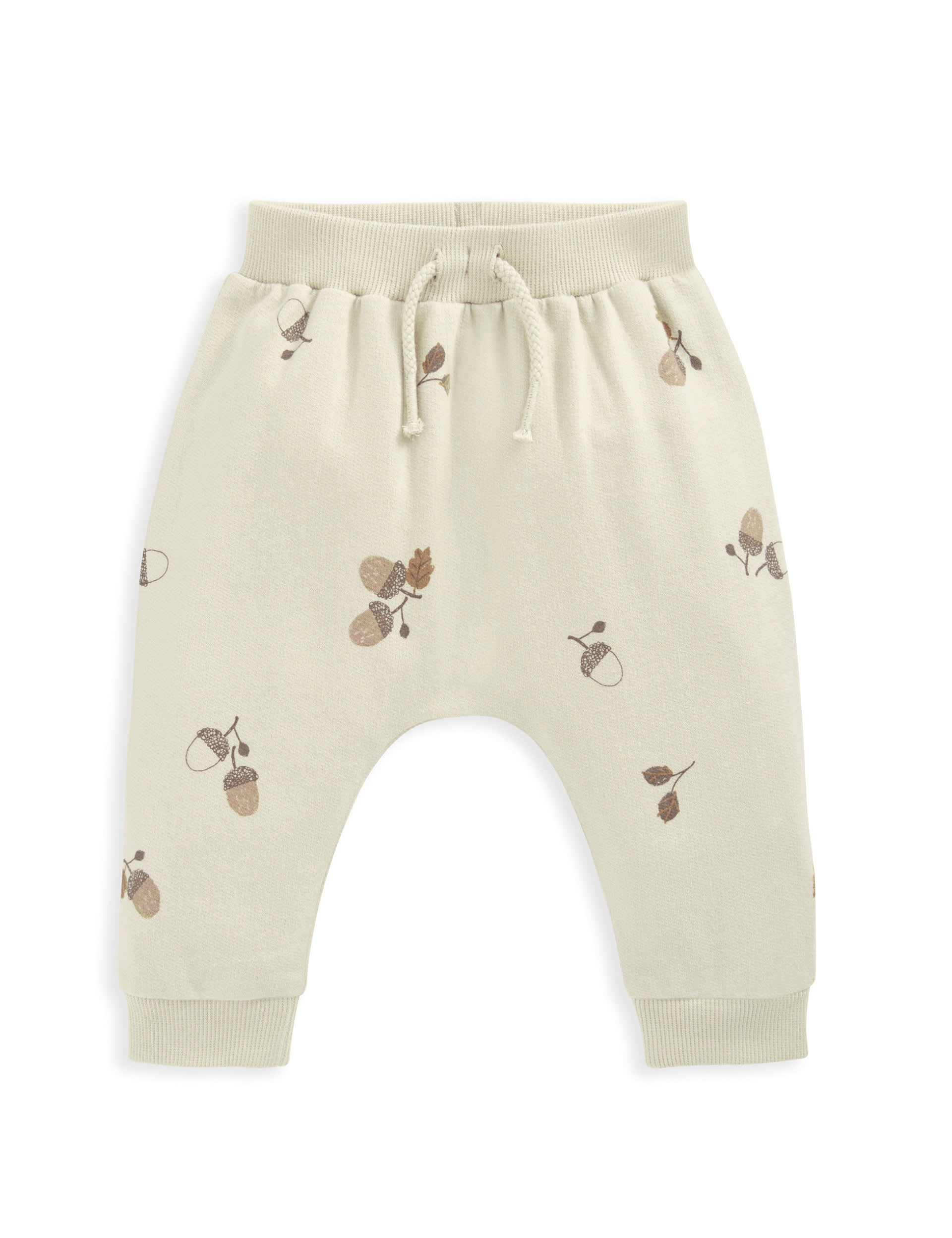 Mamas & Papas Boys Pure Cotton Acorn Print Joggers (0-3 Yrs) - 12-18 - Cream, Cream