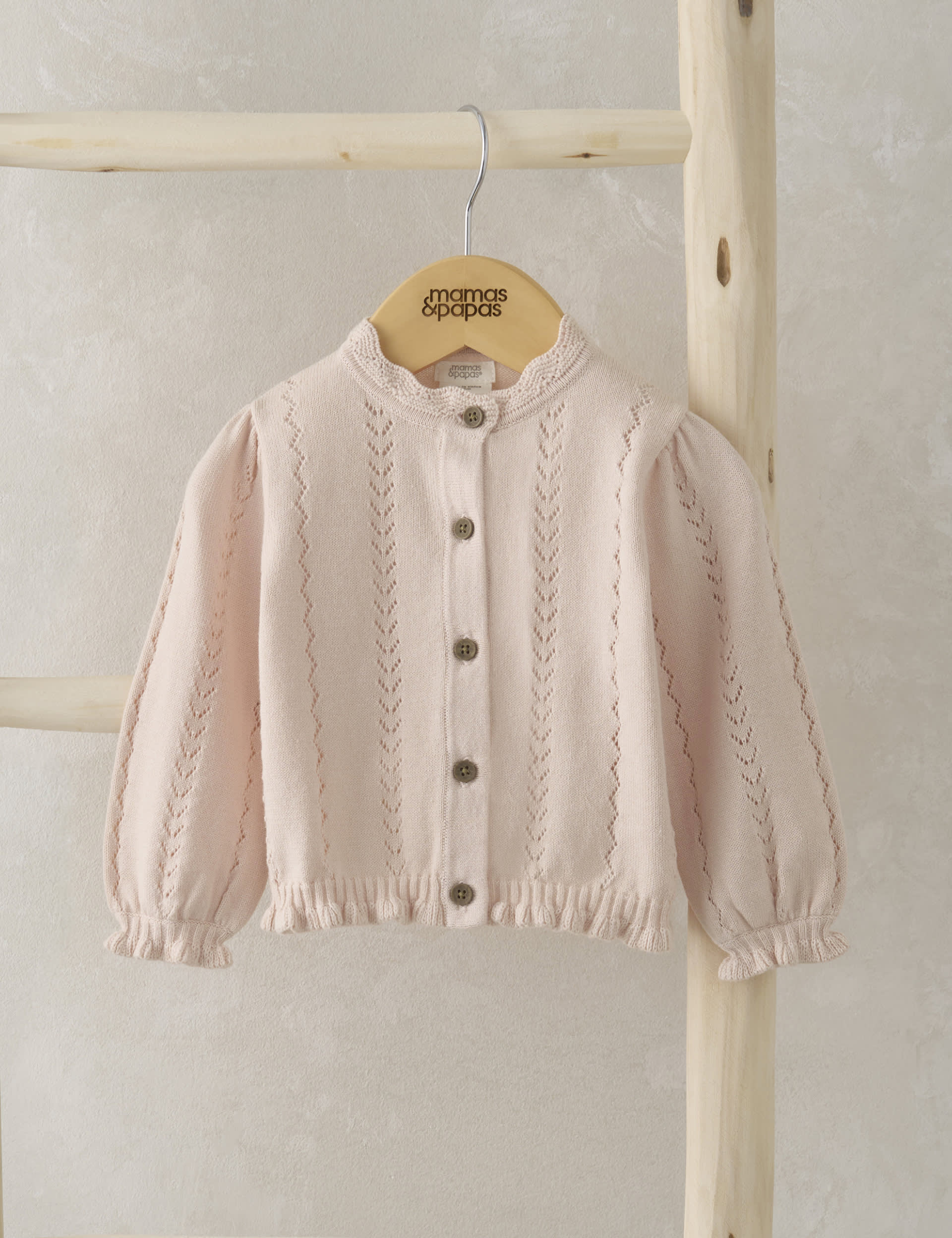 Mamas & Papas Girls Pure Cotton Knitted Cardigan (7lbs-12 Mths) - 0-3 M - Pink, Pink