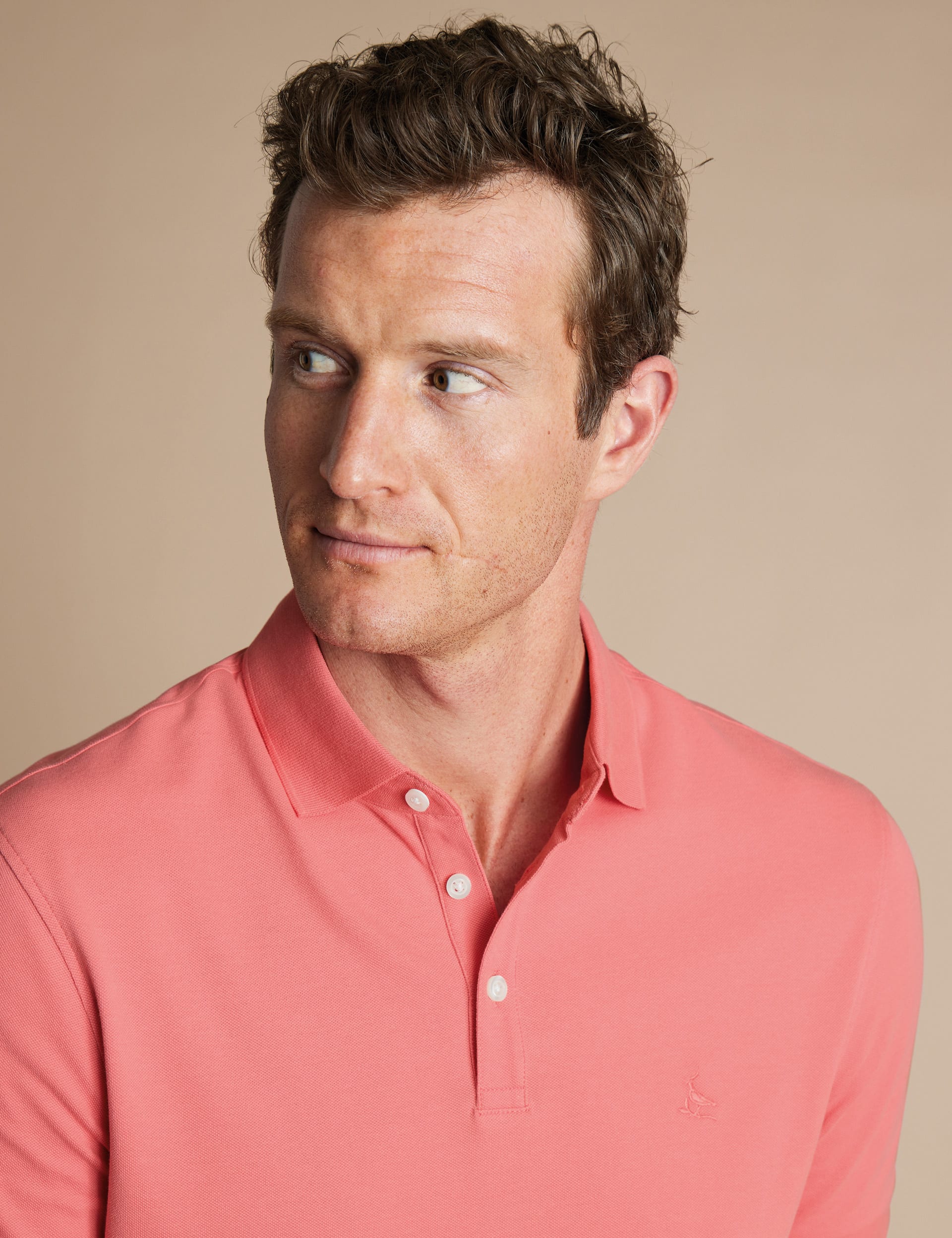 Charles Tyrwhitt Men's Cotton Rich Pique Polo Shirt - XXL - Light Coral, Light Coral