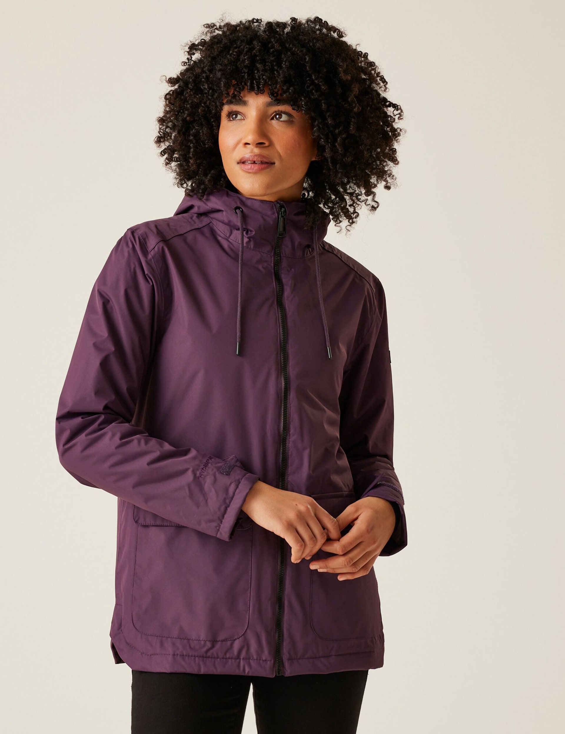 Regatta Women's Broadia Waterproof Hooded Raincoat - 14 - Purple, Beige,Purple,Yellow