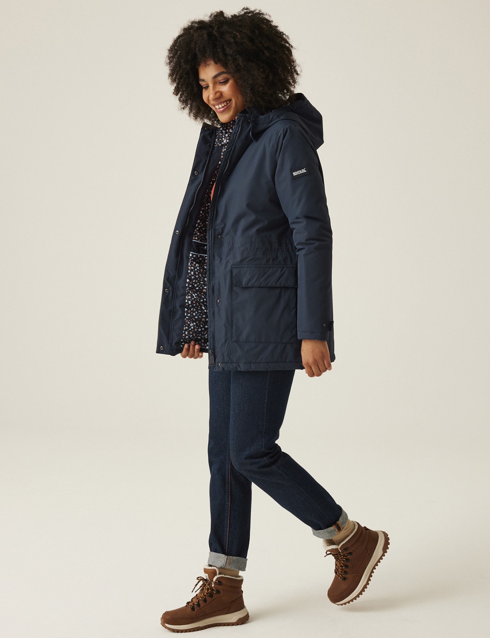 Regatta Women's Mireya Hooded Rain Jacket - 12 - Navy Mix, Navy Mix