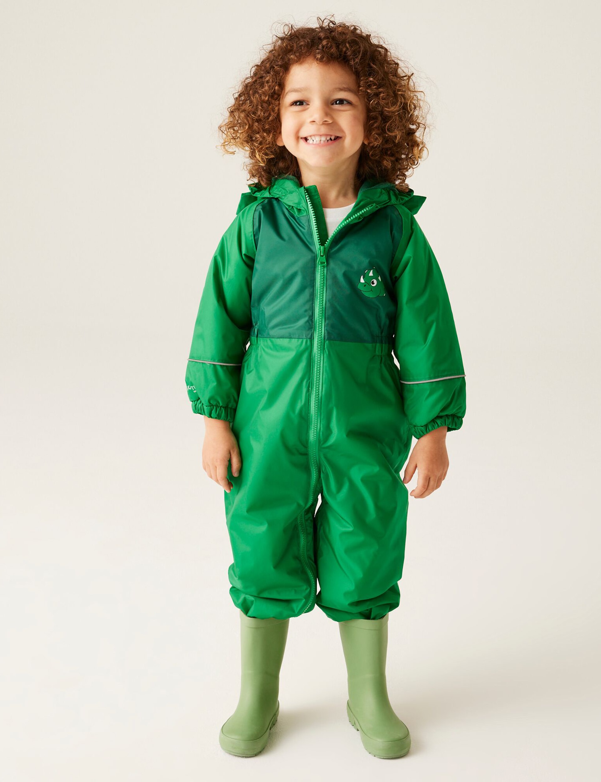 Regatta Boys Mudplay III Hooded Dinosaur Puddlesuit (6 Mths - 6 Yrs) - 2-3 Y - Green, Green