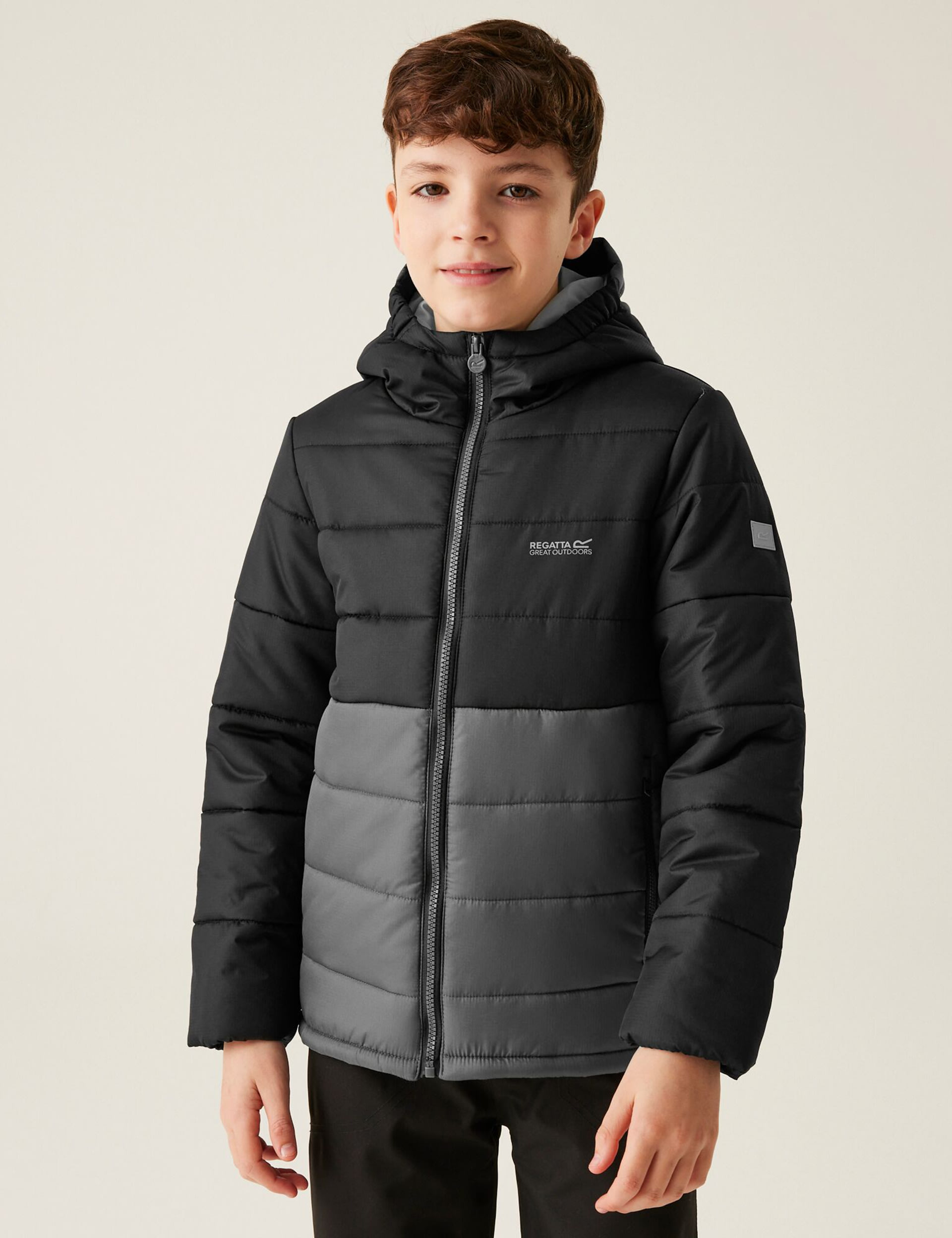 Regatta Boys Lofthouse VIII Hooded Padded Jacket (3-14 Yrs) - 7-8 Y - Grey Mix, Grey Mix,Blue Mix,Green Mix