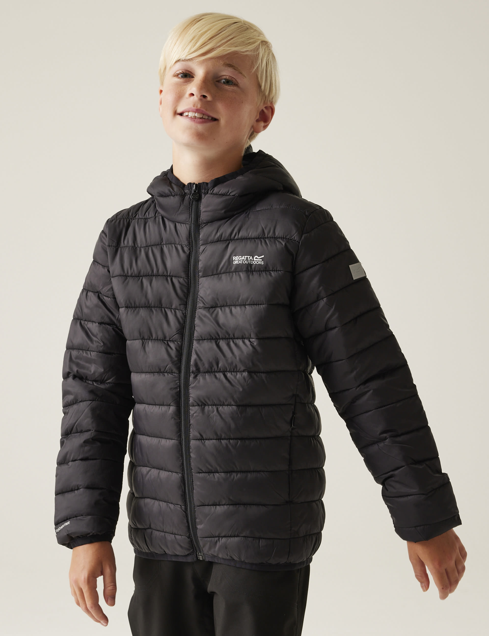 Regatta Boys Marizion Hooded Padded Jacket (3-14 Yrs) - 7-8 Y - Black, Black