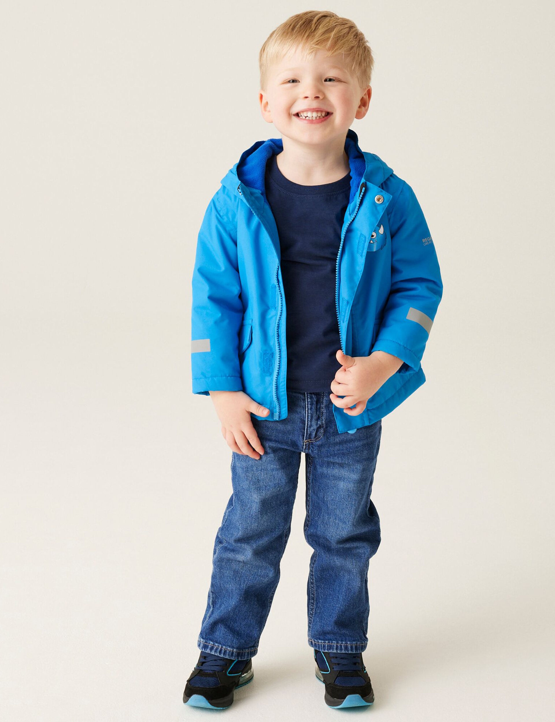 Regatta Boys Animal Rainy Day Monster Hooded Raincoat (6 Mths-6 Yrs) - 18-24 - Blue Mix, Blue Mix,Gr