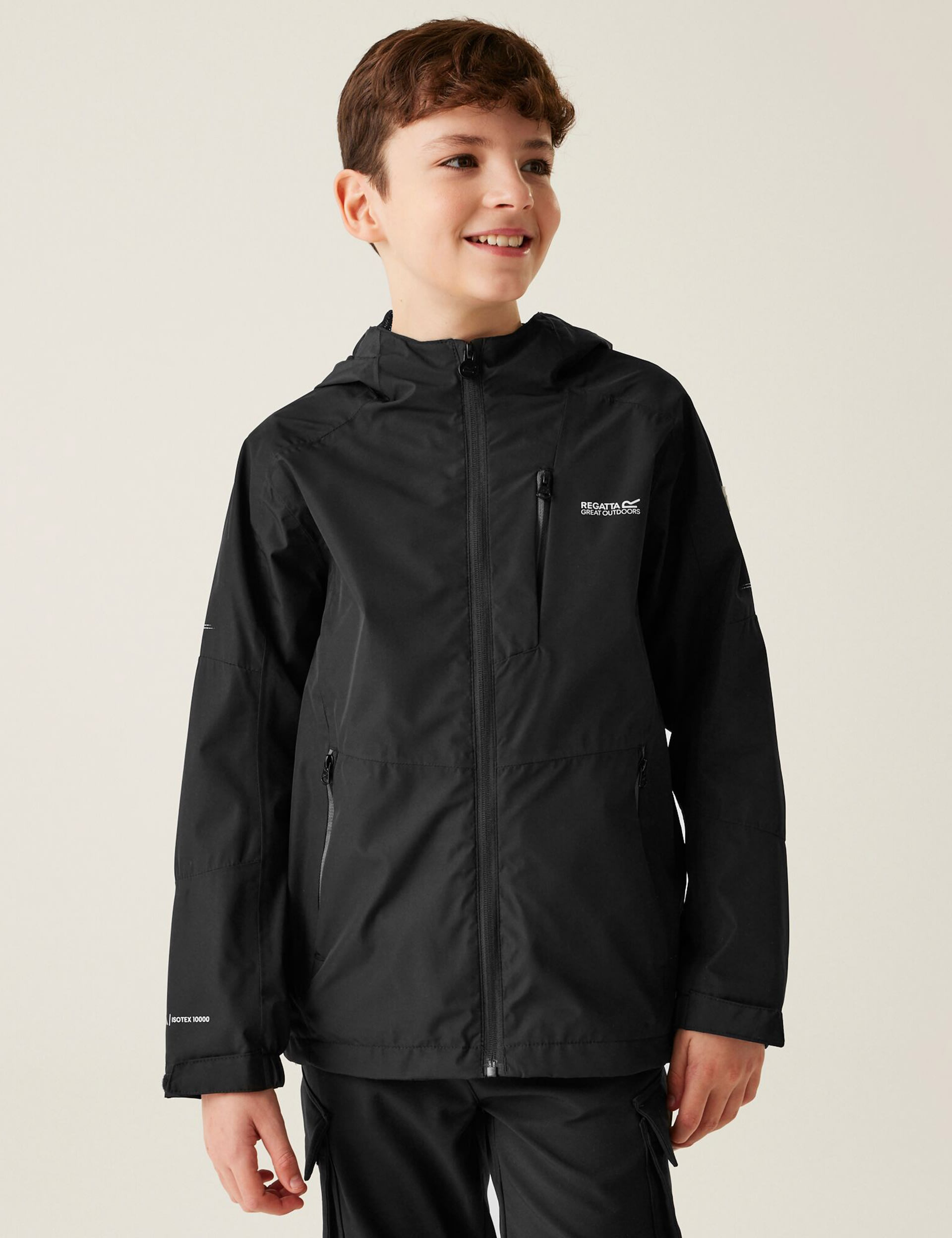 Regatta Boys Calderdale III Hooded Raincoat (3-14 Yrs) - 7-8 Y - Black, Blue,Black