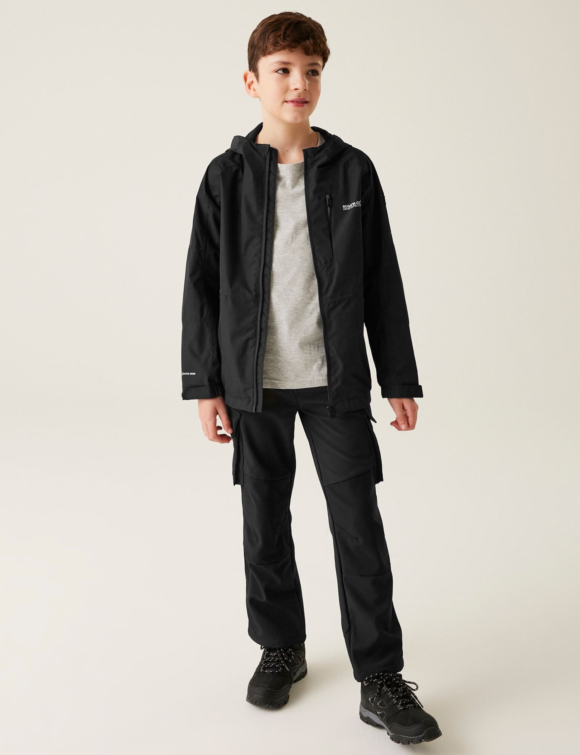 Regatta Boys Calderdale III Hooded Raincoat (3-14 Yrs) - 9-10Y - Black, Black,Blue