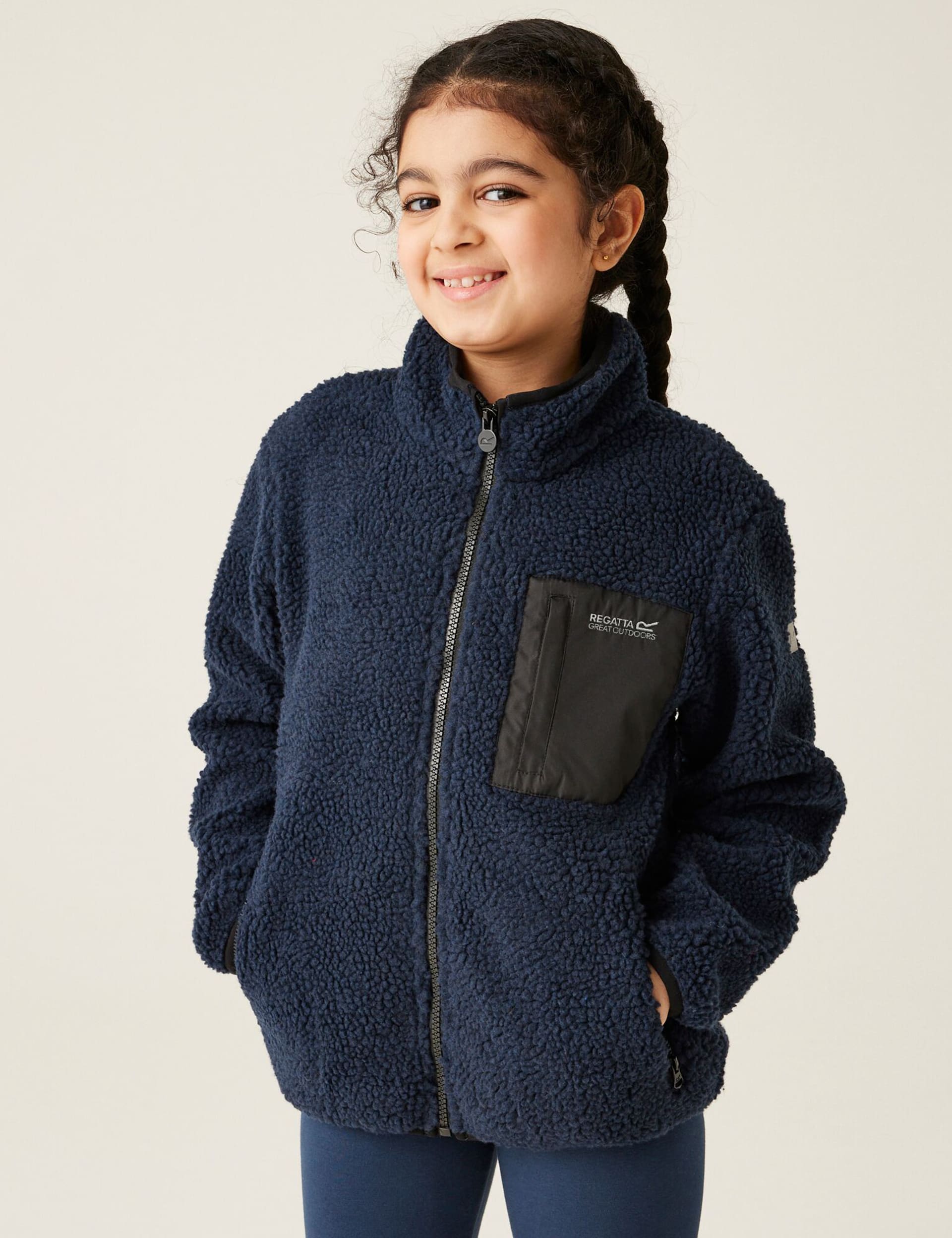 Regatta Girls Frankie Zip Fleece (3-14 Yrs) - 7-8 Y - Navy, Navy,Red