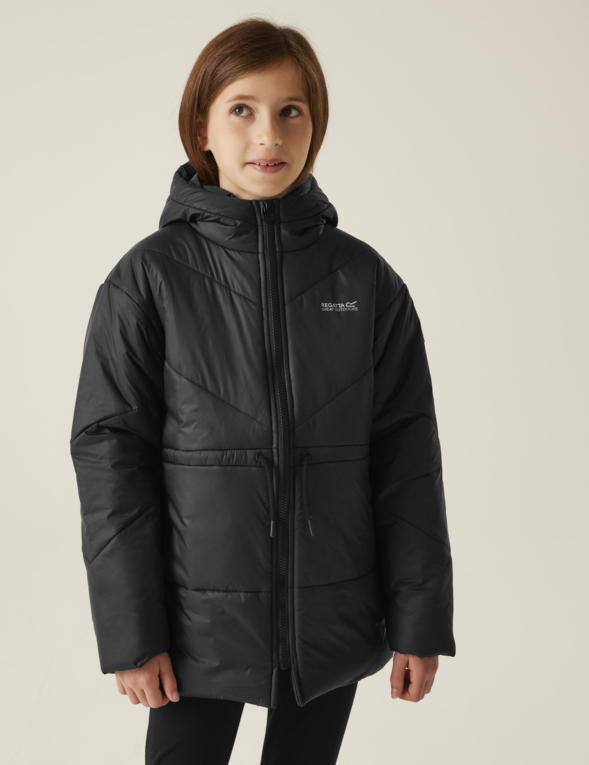 Regatta Girls Junior Rurie Hooded Padded Jacket (3-14 Yrs) - 7-8 Y - Black, Purple,Black