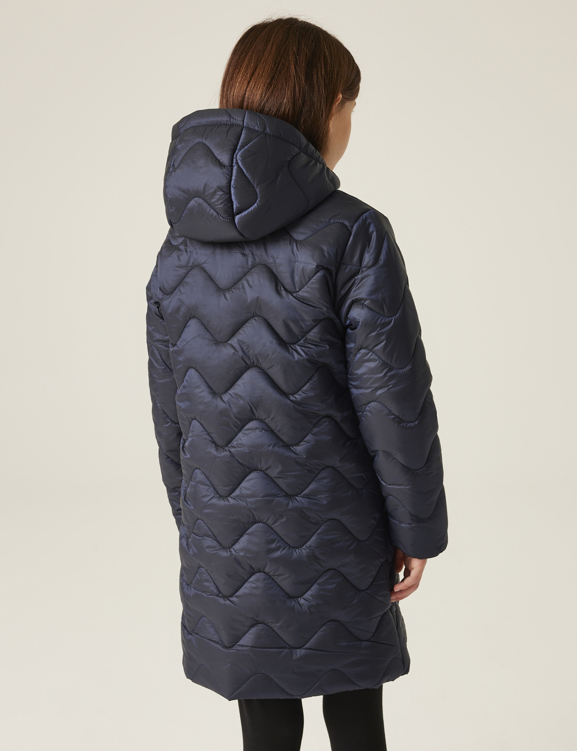 Regatta Girls Cambrie Hooded Padded Coat (3-14 Yrs) - 7-8 Y - Navy, Navy,Green Mix