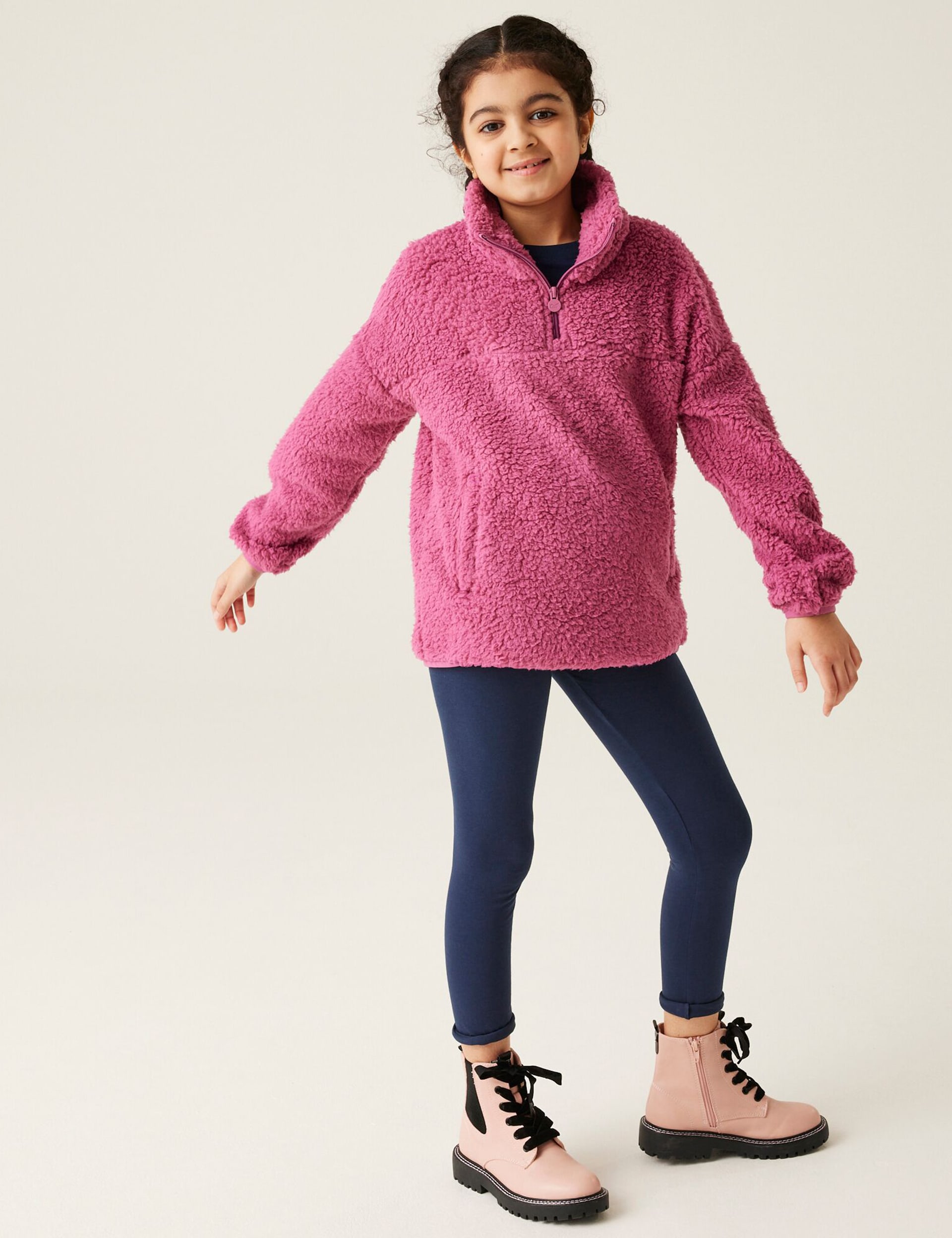 Regatta Girls Kaliza Half Zip Fleece (3-14 Yrs) - 9-10Y - Dark Pink, Dark Pink