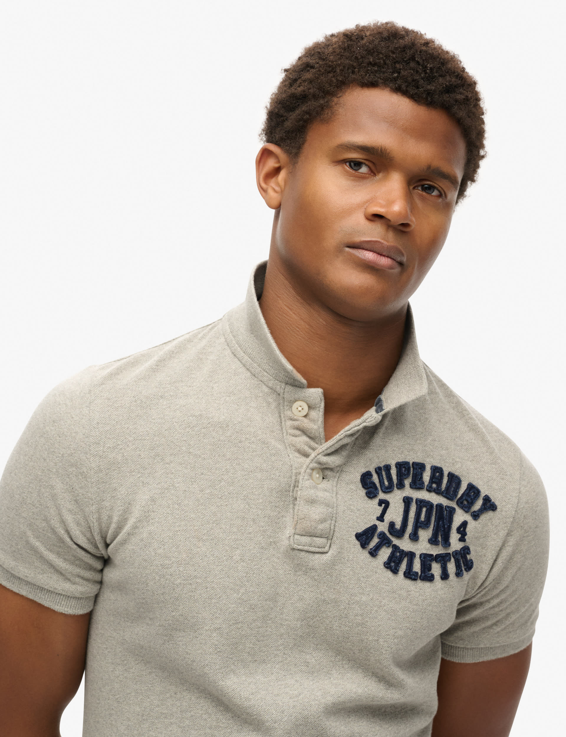 Superdry Men's Pure Cotton Logo Polo Shirt - XL - Light Grey, Light Grey