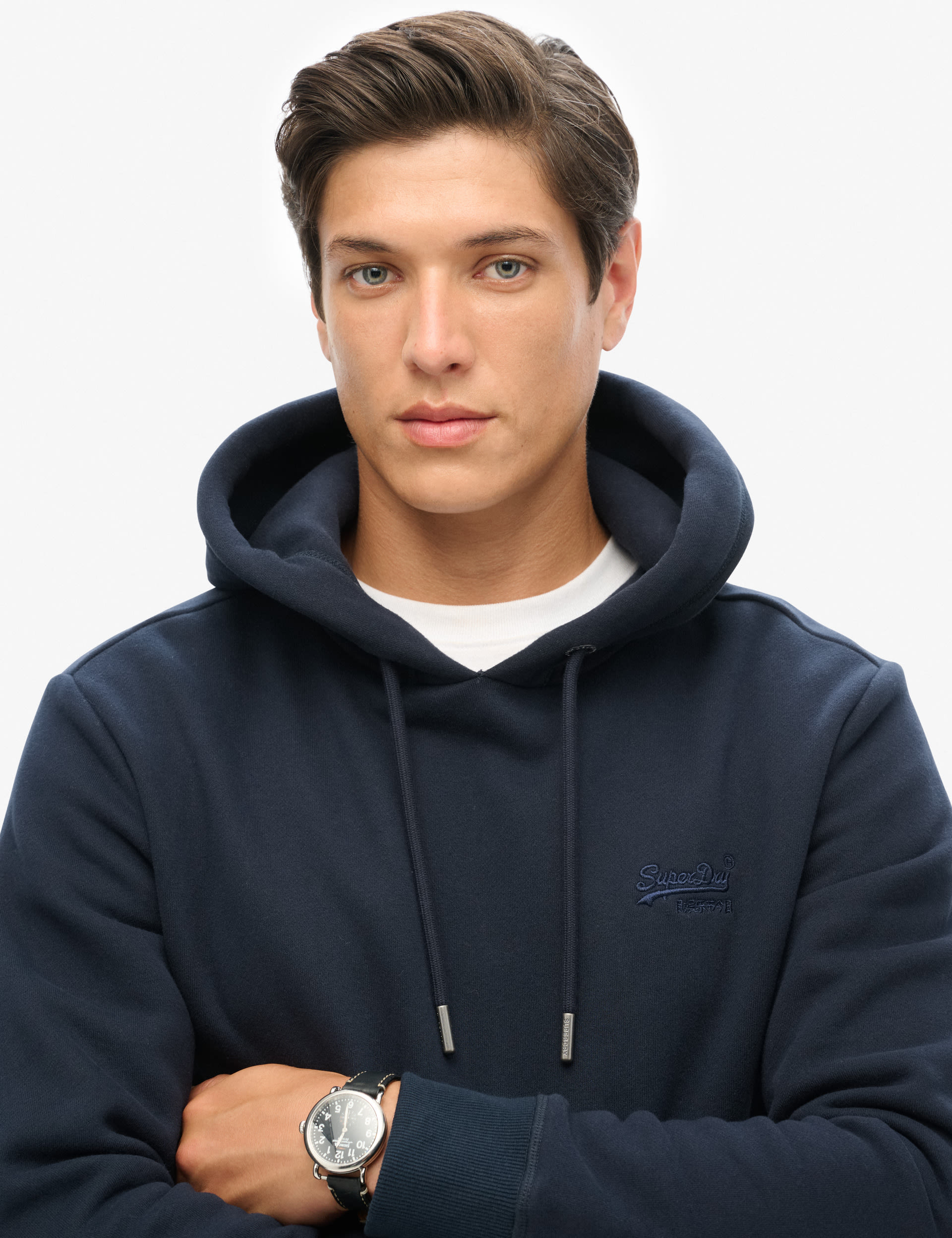 Superdry Men's Cotton Rich Logo Hoodie - S - Navy, Navy