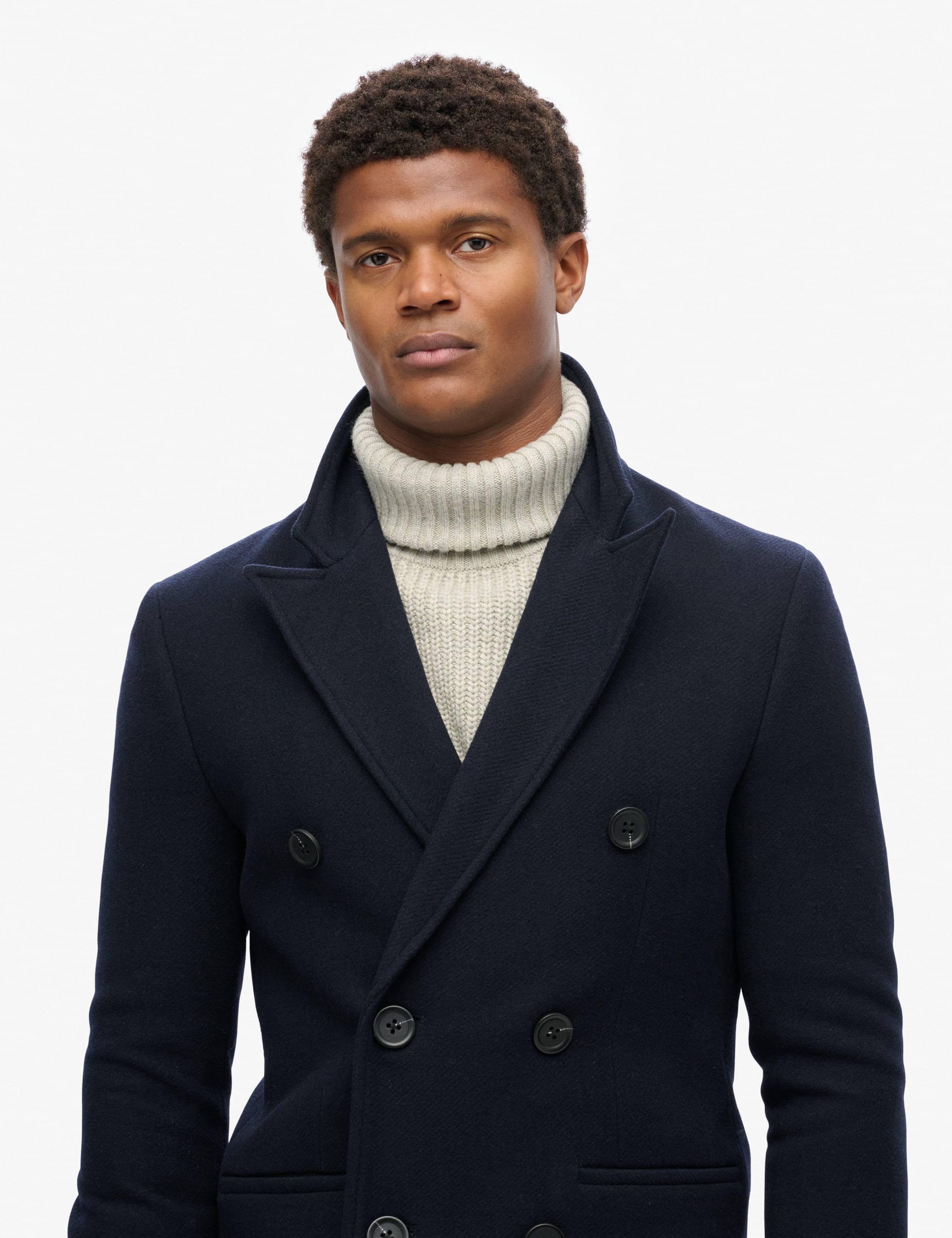 Superdry Men's Revere Neck Overcoat - M - Navy, Navy