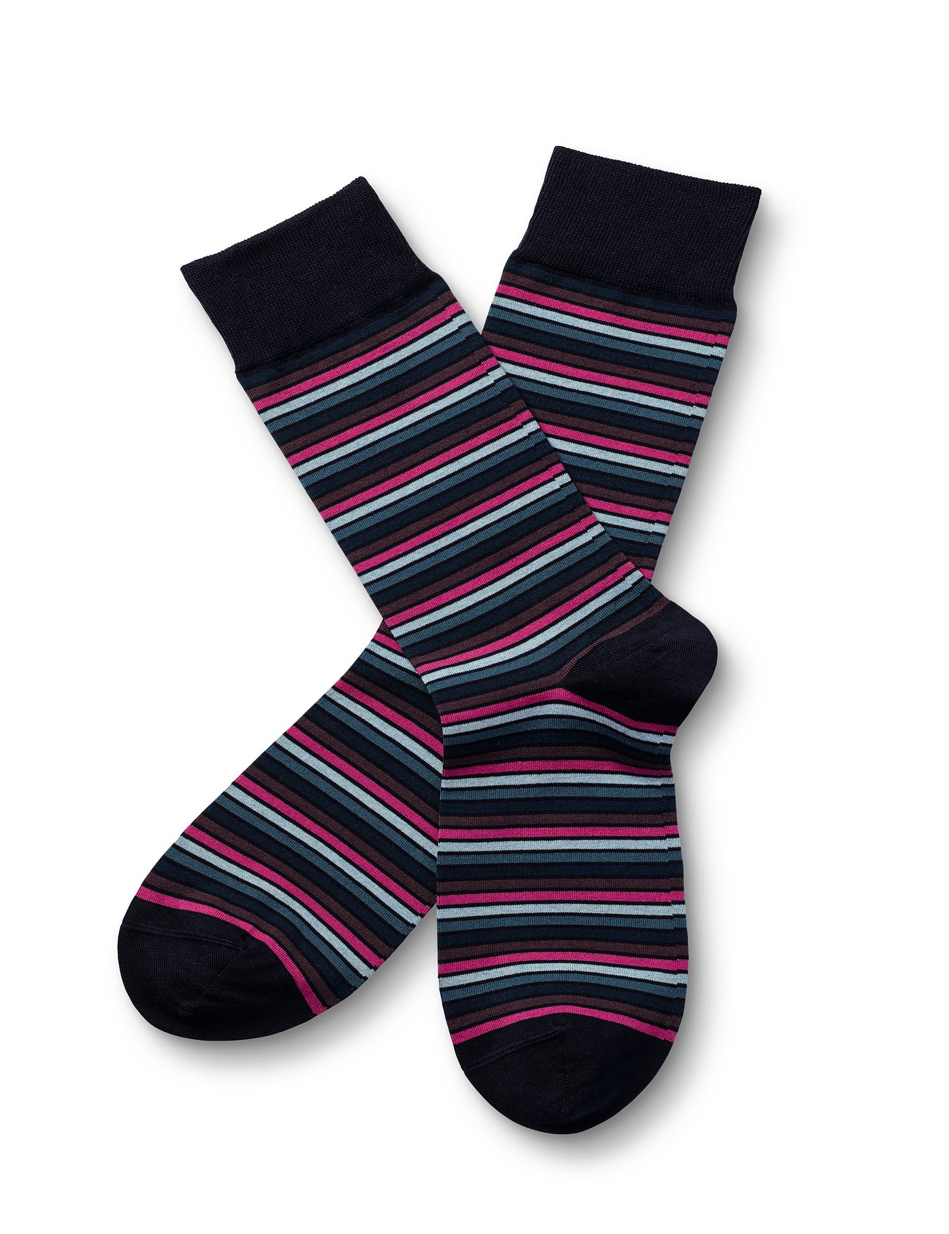 Charles Tyrwhitt Men's Striped Cotton Rich Socks - M - Pink Mix, Pink Mix