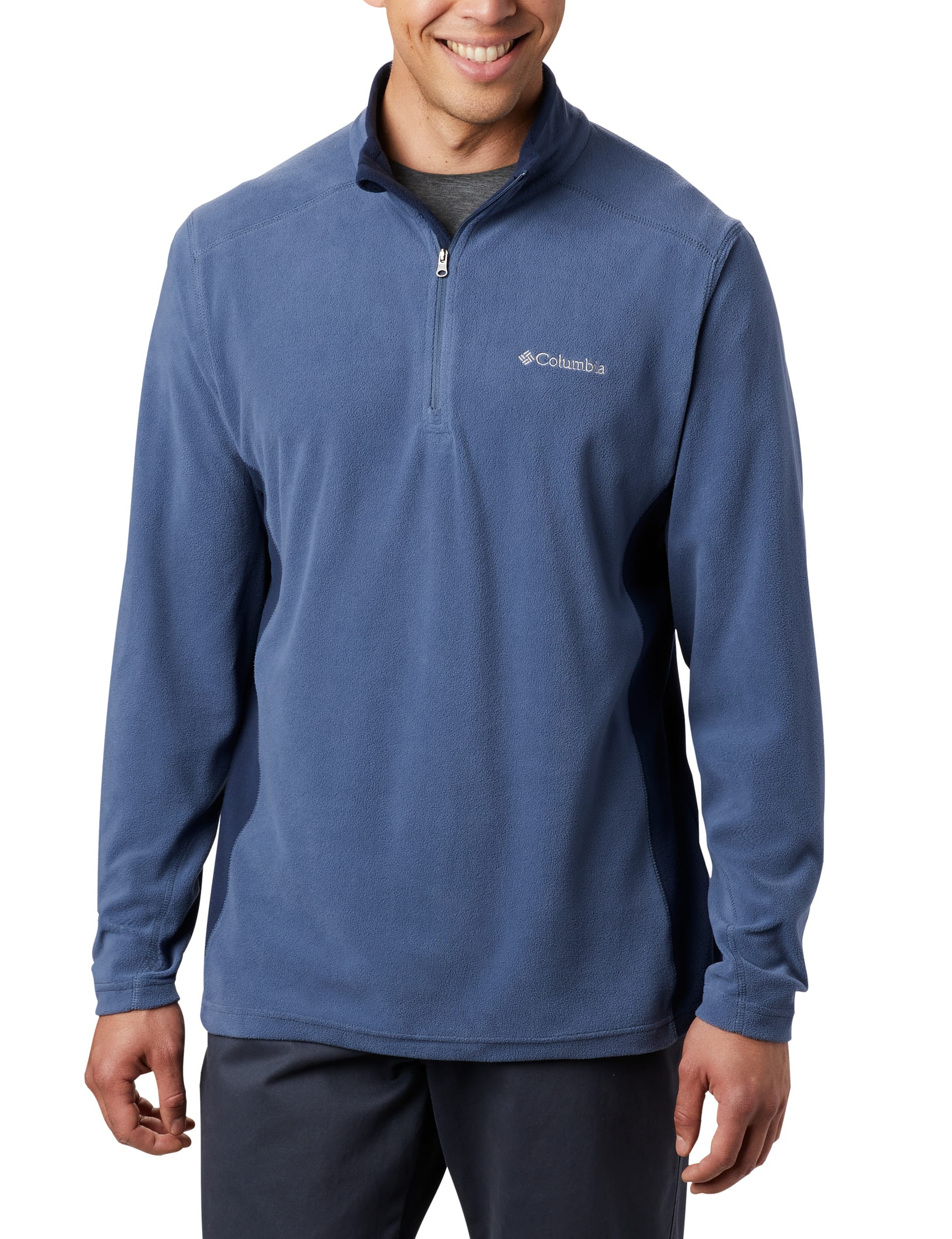 Columbia Men's Klamath Range II Half Zip Fleece Jacket - Blue Mix, Blue Mix,Dark Red