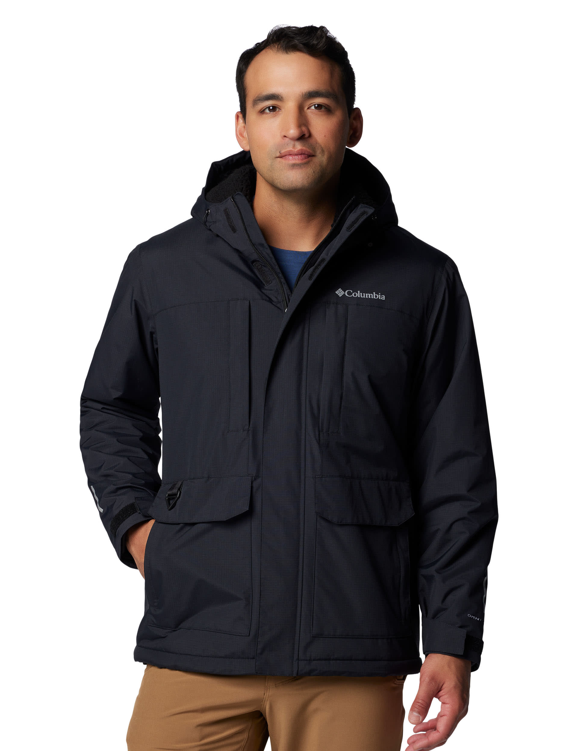 Columbia Men's Sherpa Lined Hooded Raincoat - M - Black, Black