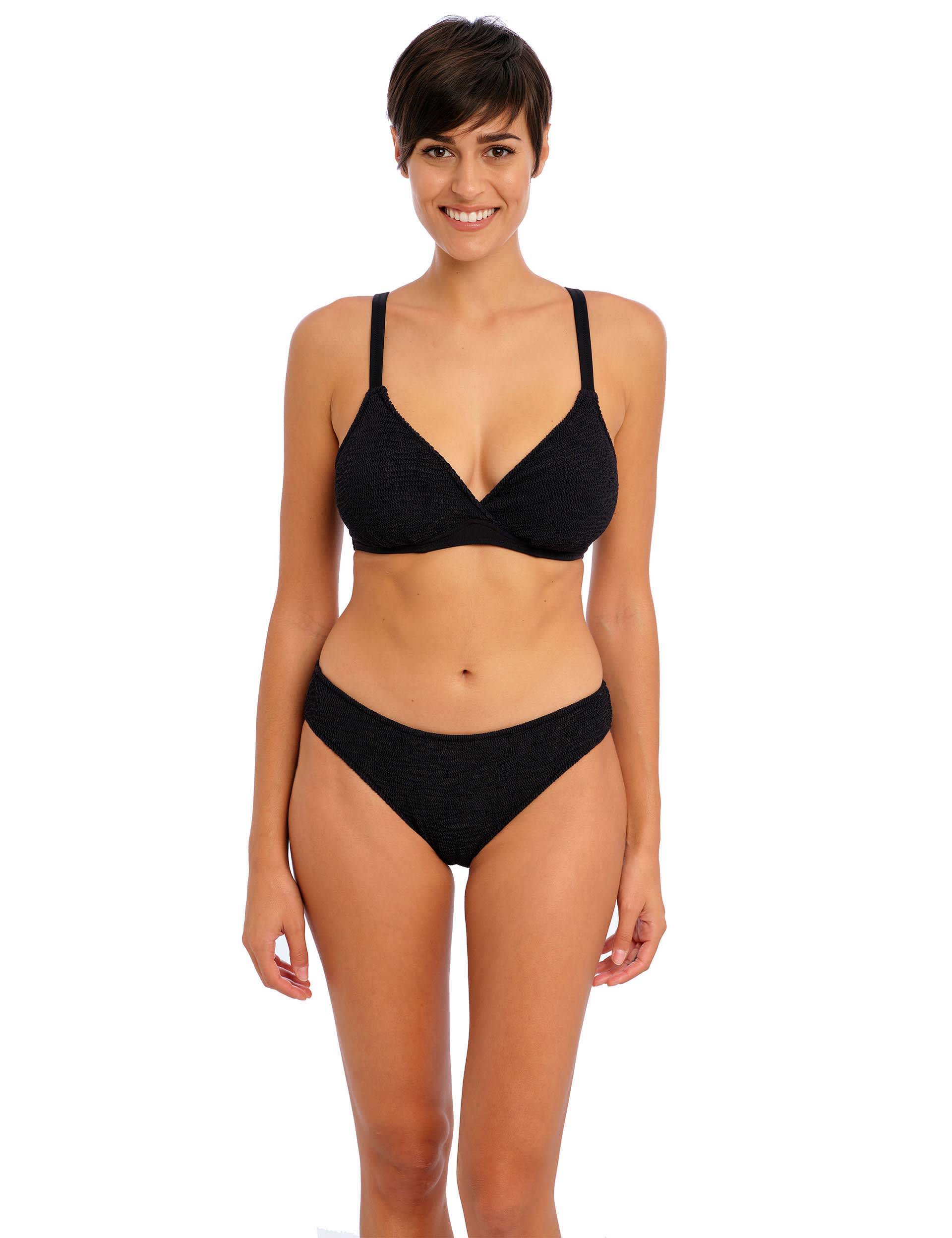 Freya Women's Ibiza Waves Textured Hipster Bikini Bottoms - L - Black, Black