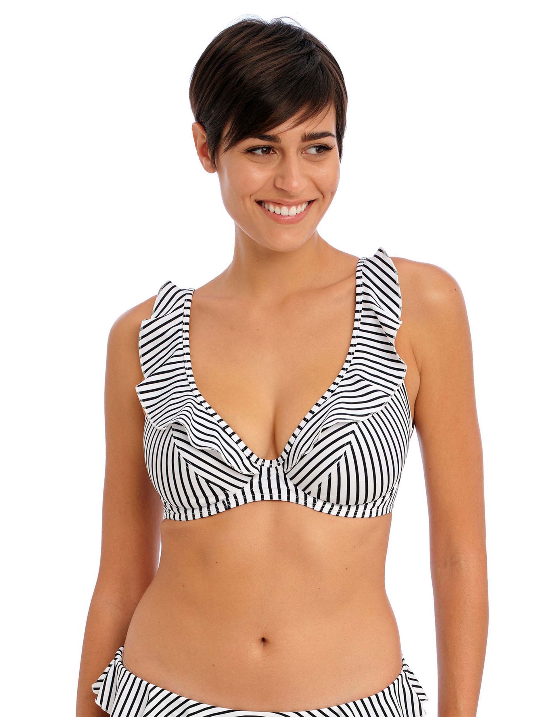 Freya Women's Jewel Cove Printed Wired Plunge Bikini Top - 36DD - Black Mix, Black Mix