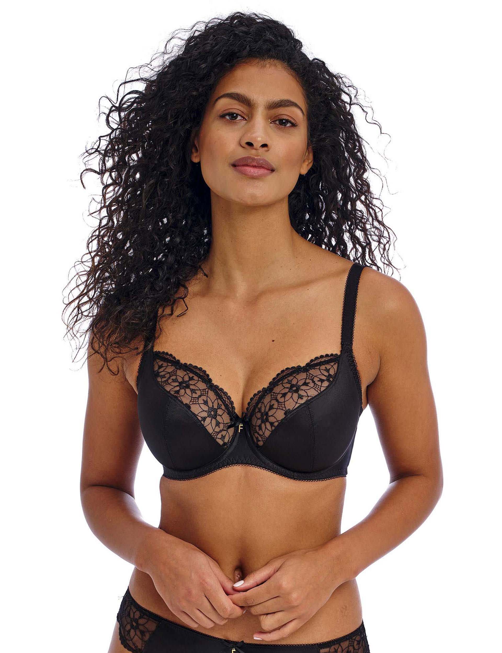 Freya Women's Hallie Lace Wired Plunge Bra - 32H - Black, Pink,Black