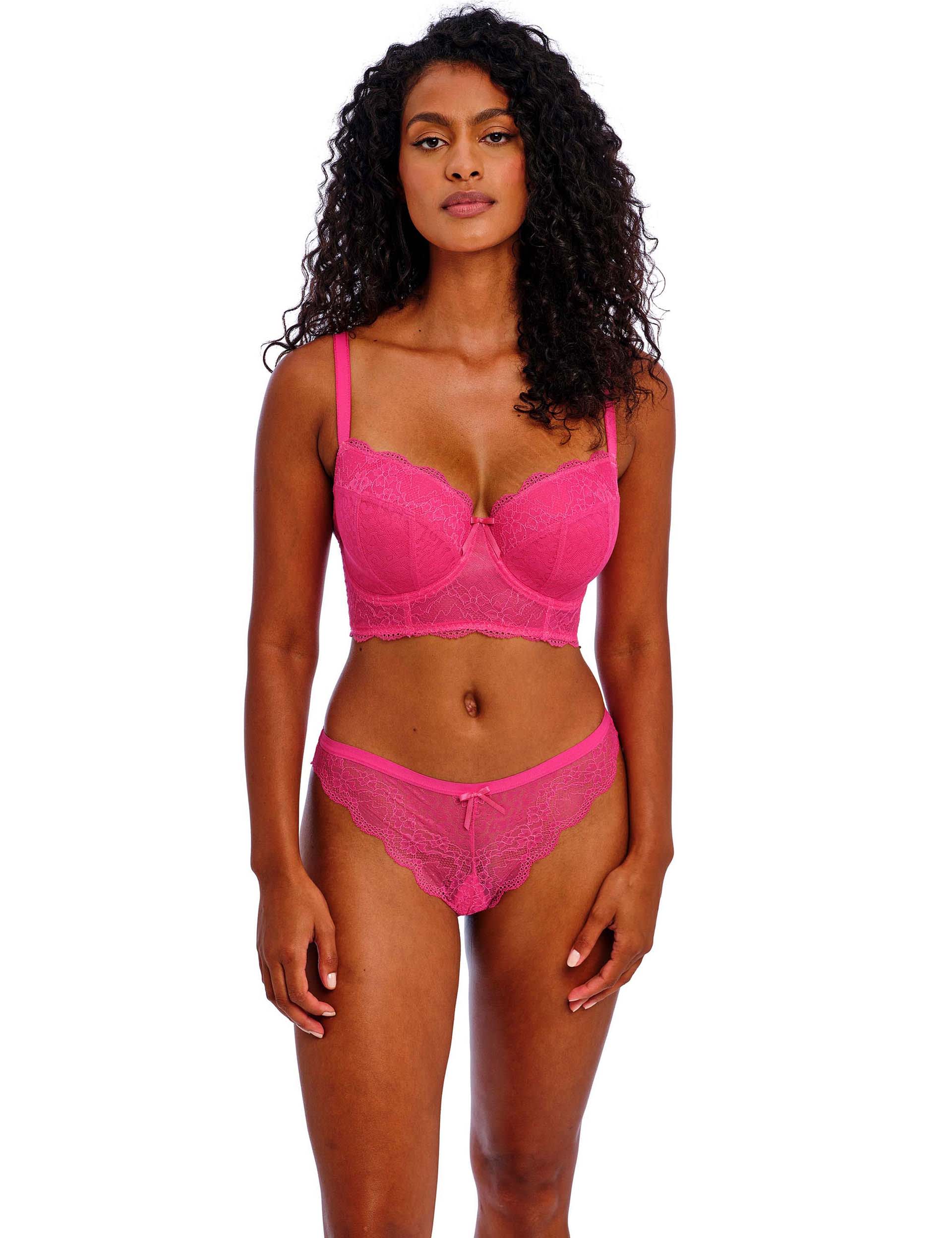 Freya Women's Freya Fancies Lace Wired Longline Bra D-FF - 30FF - Bright Pink, Bright Pink