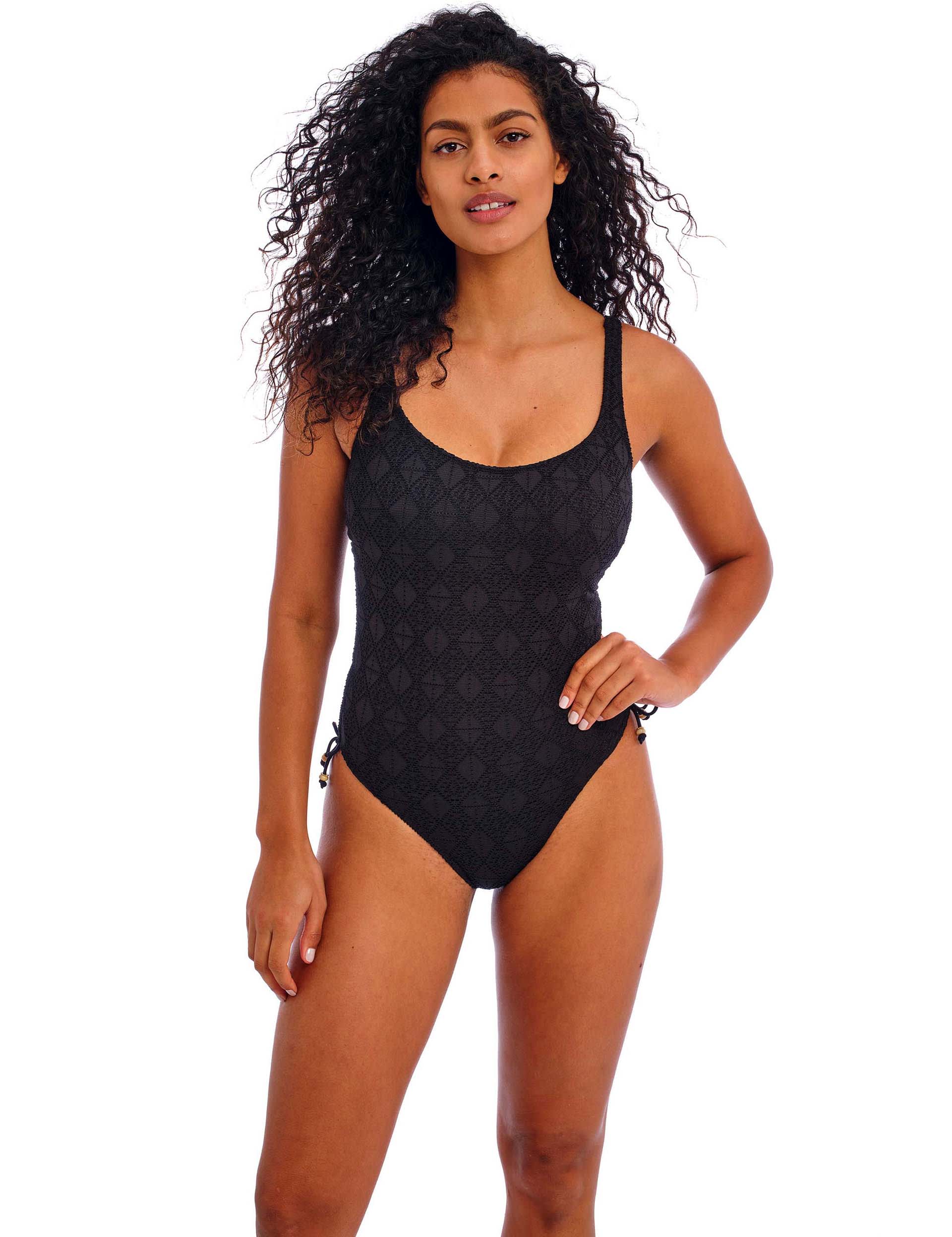 Freya Women's Nomad Nights Textured Wired Swimsuit - 34DD - Black, Black