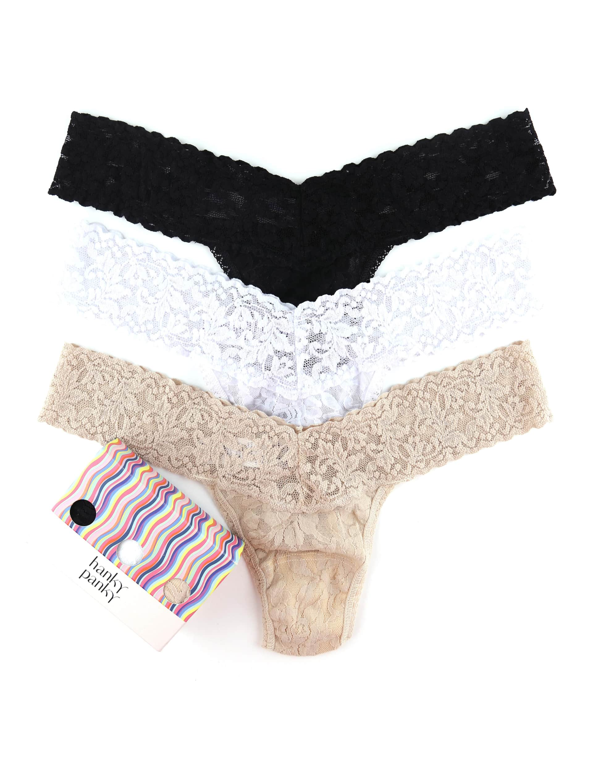 Hanky Panky Women's 3pk Low Rise Signature Lace Thongs - Multi, Multi