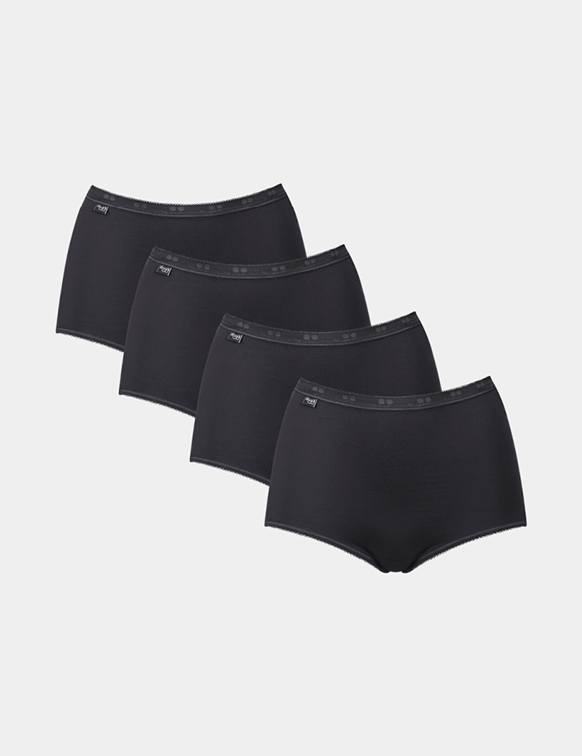 Sloggi Women's 4pk Basic+ Maxi Cotton Rich Full Briefs - 14 - Black, White,Black