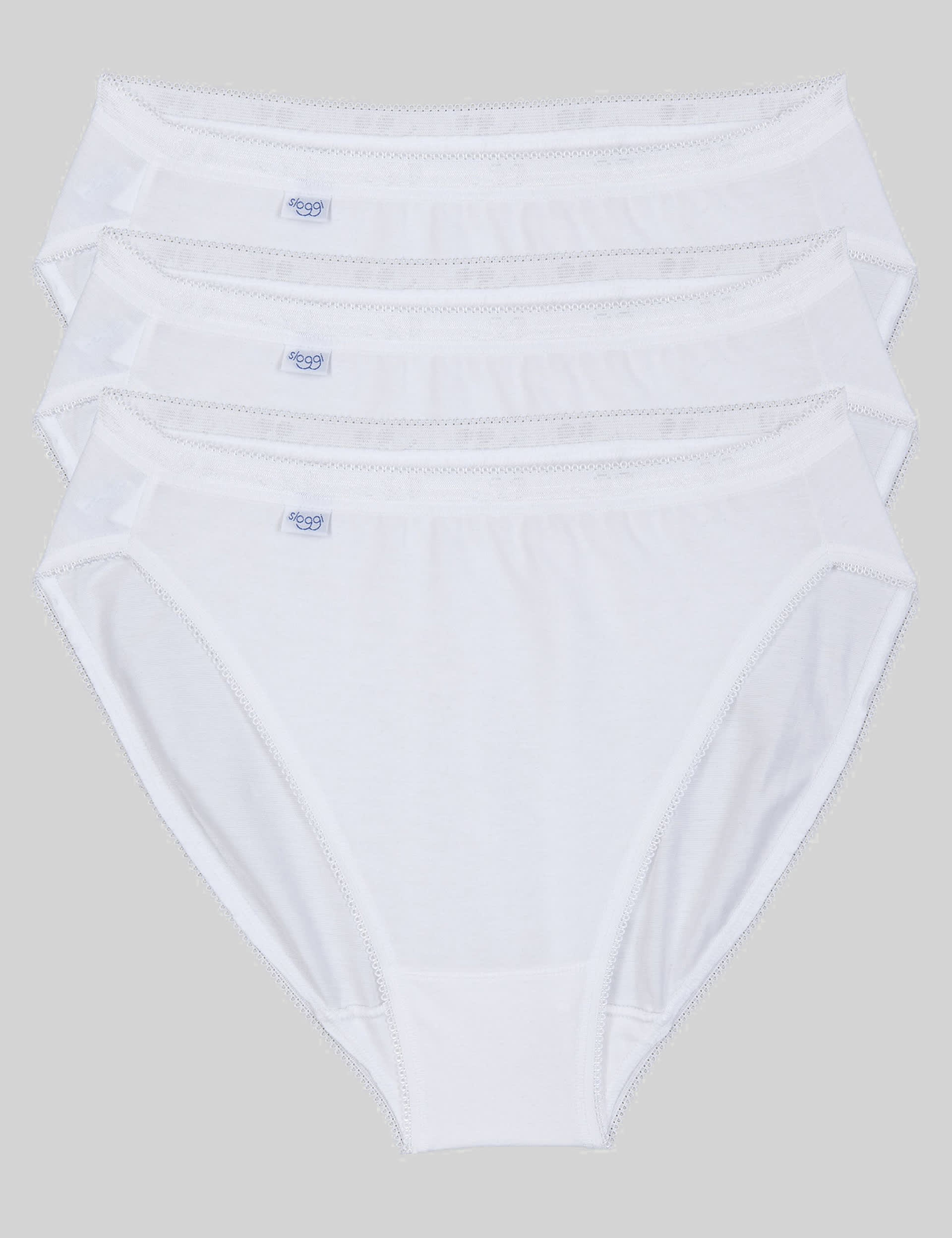 Sloggi Women's 3pk Cotton Rich Tai Briefs - 16 - White, Black,White