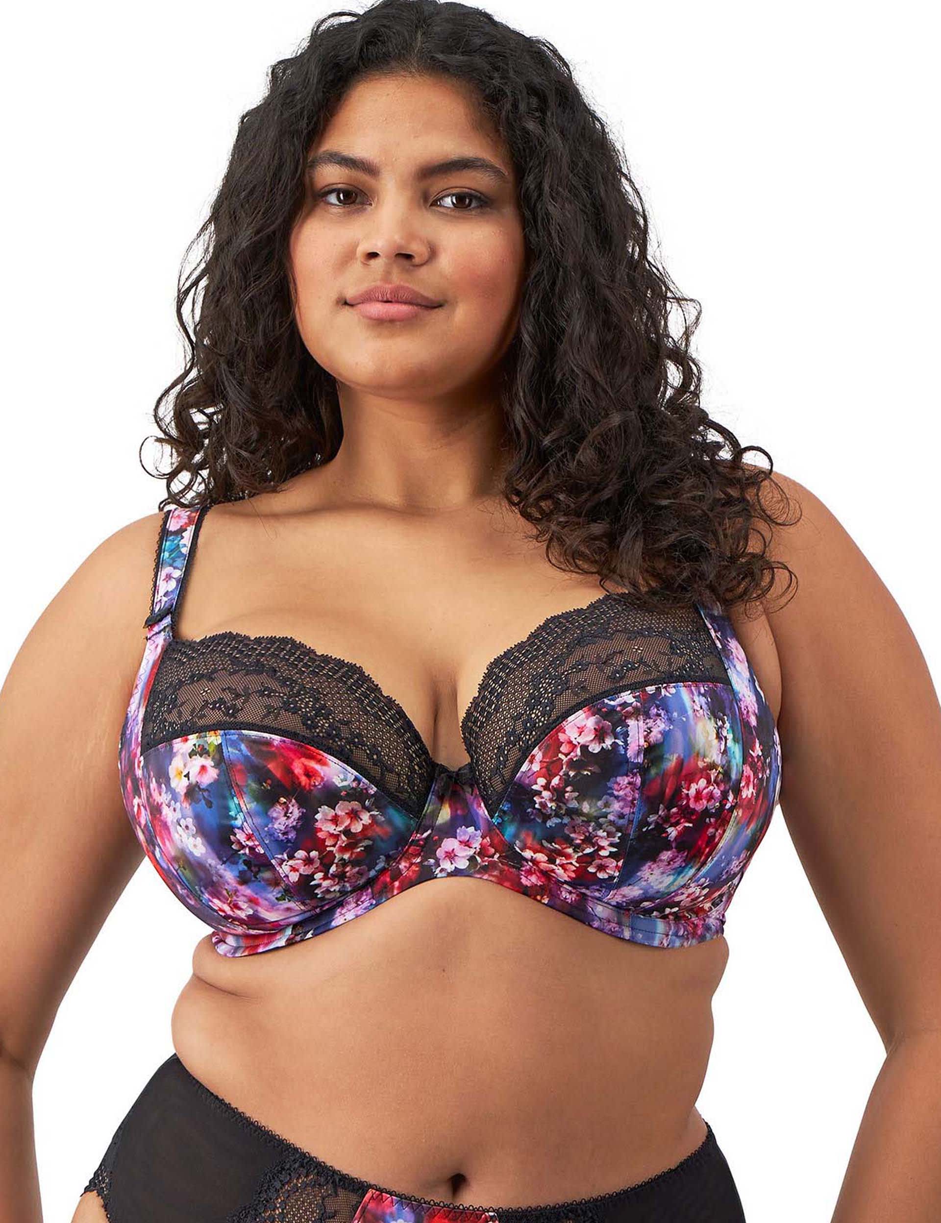 Elomi Women's Lucie Floral Wired Plunge Bra DD-JJ - 42DD - Multi, Multi