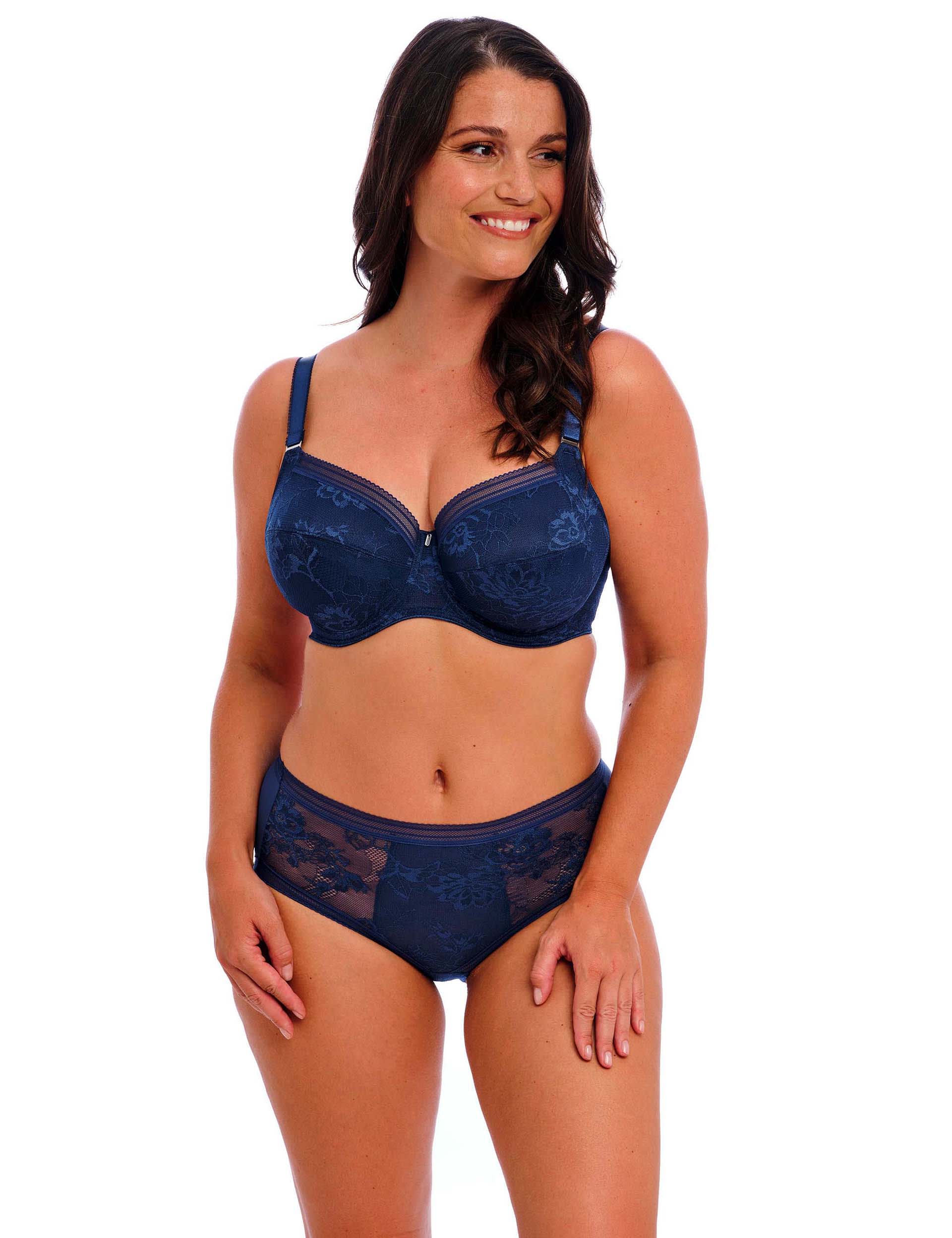 Fantasie Women's Fusion Lace Wired Side Support Bra (D-HH) - 34FF - Blue, Blue