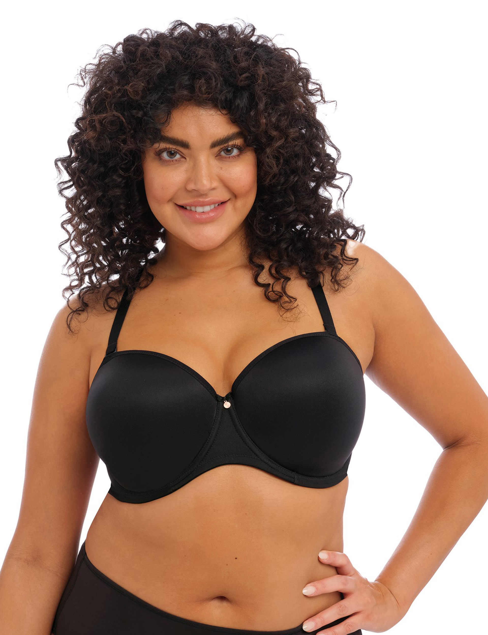 Elomi Women's Smooth Wired Moulded Strapless Bra DD-J - 38G - Black, Black,Beige