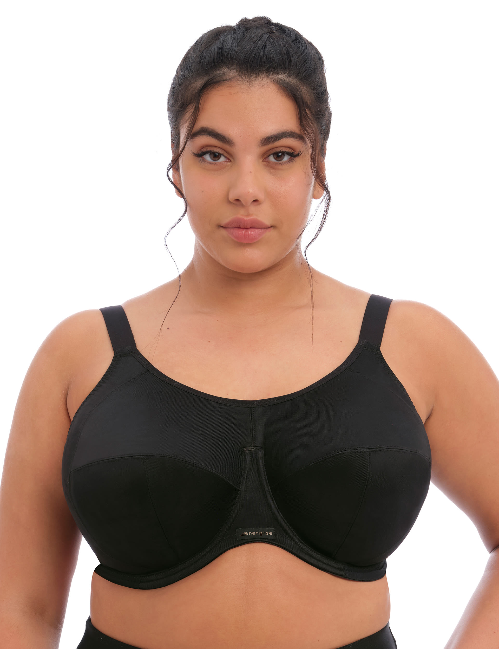 Elomi Women's Energise Wired Side Support Sports Bra DD-K - 46D - Black, Black