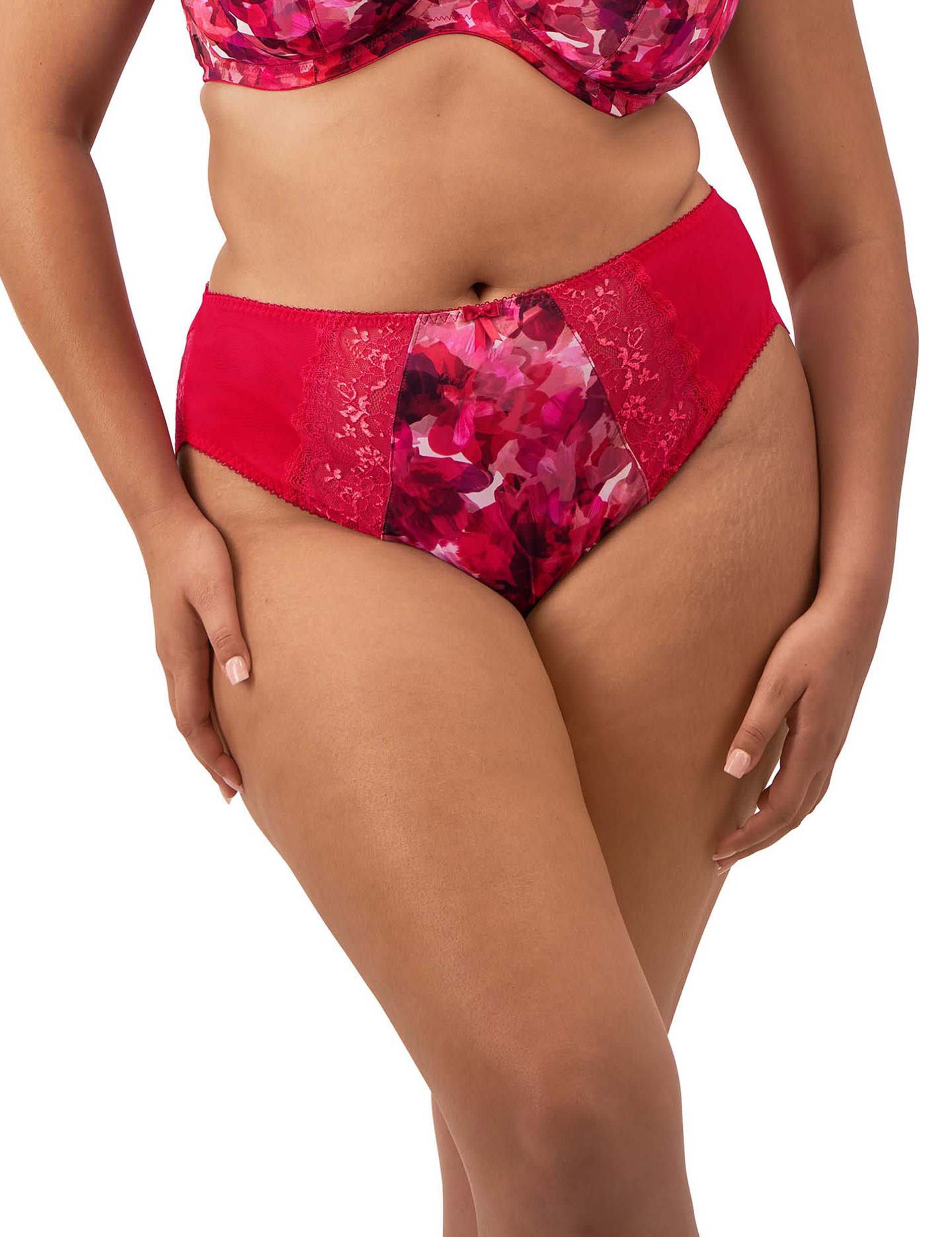 Elomi Women's Morgan Mesh & Lace High Waisted Briefs - 3XL - Red Mix, Red Mix