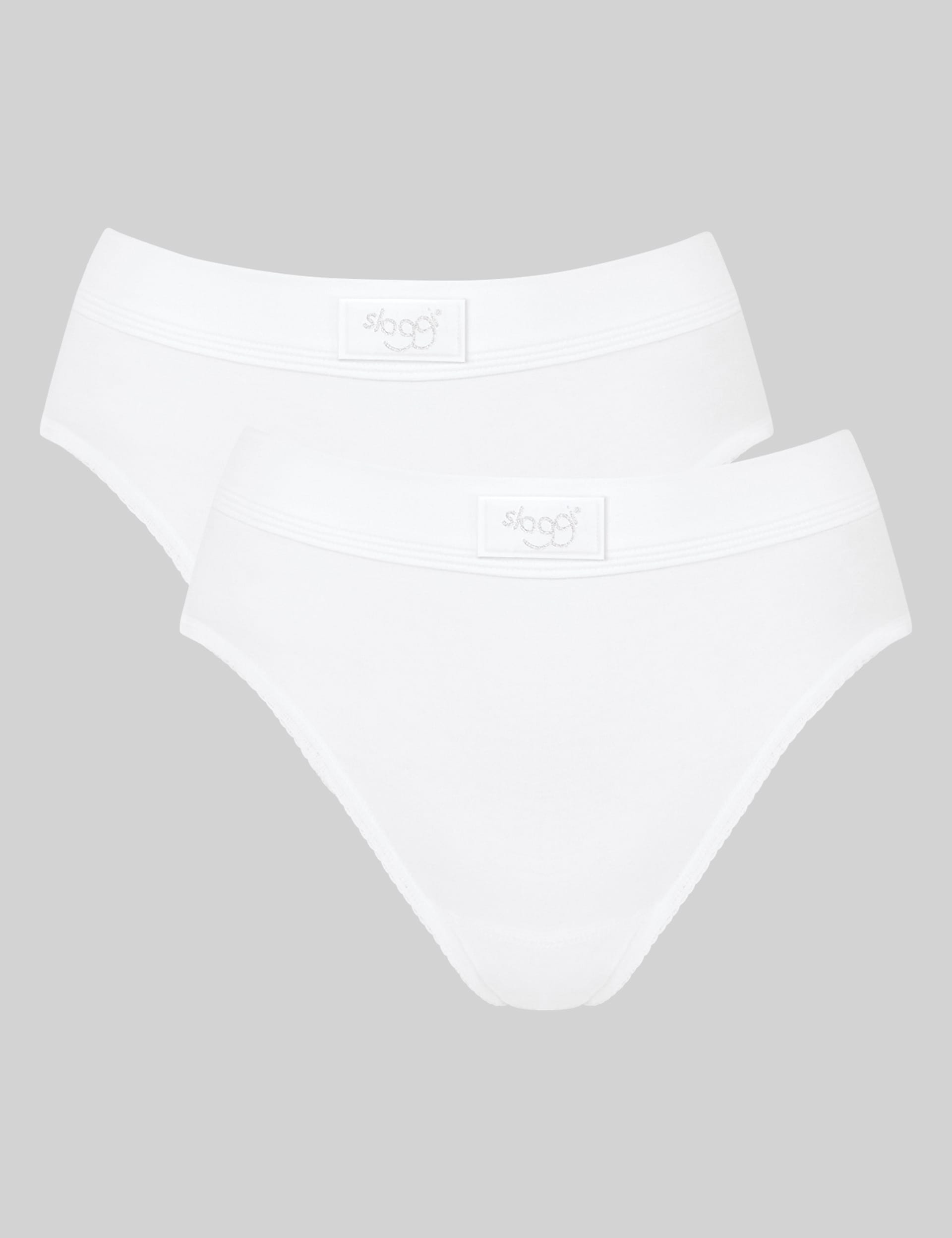 Sloggi Women's 2 Pack Double Comfort Cotton High-Leg Briefs - 16 - White, Black,White