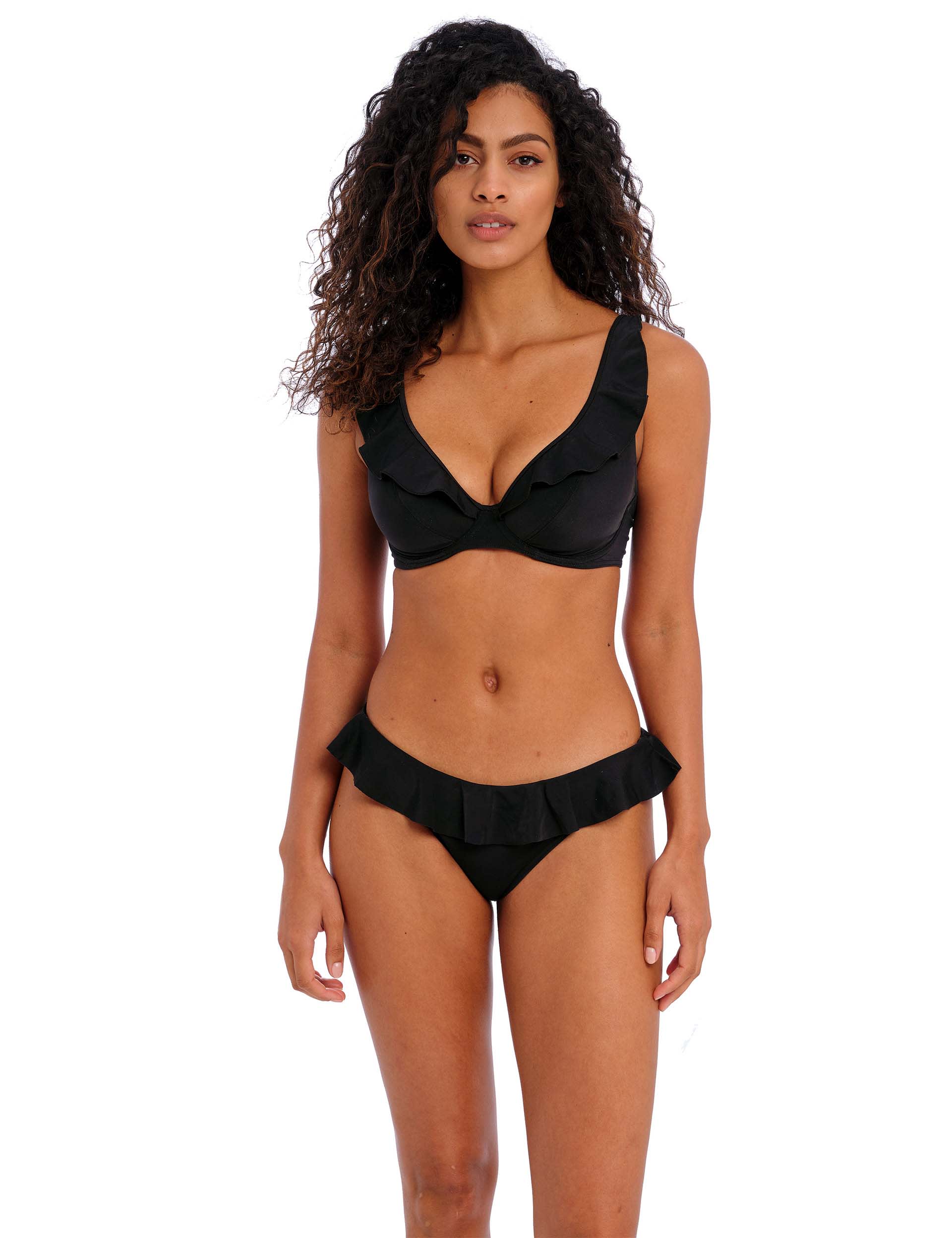 Freya Women's Jewel Cove Wired Plunge Bikini Top - 36DD - Black, Black