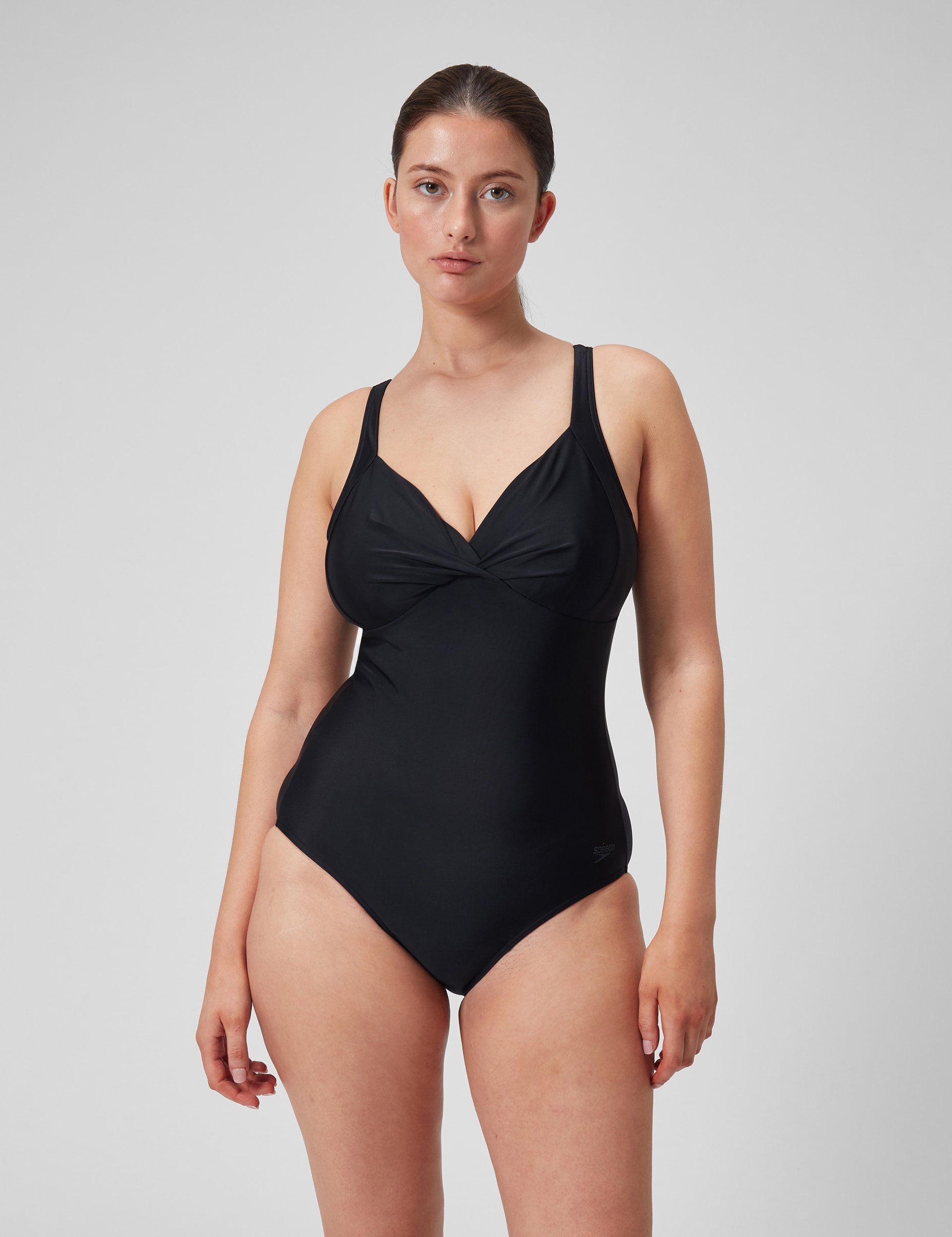 Speedo Women's Shaping Cross Knot 1 Piece Swimsuit - 10 - Black, Black