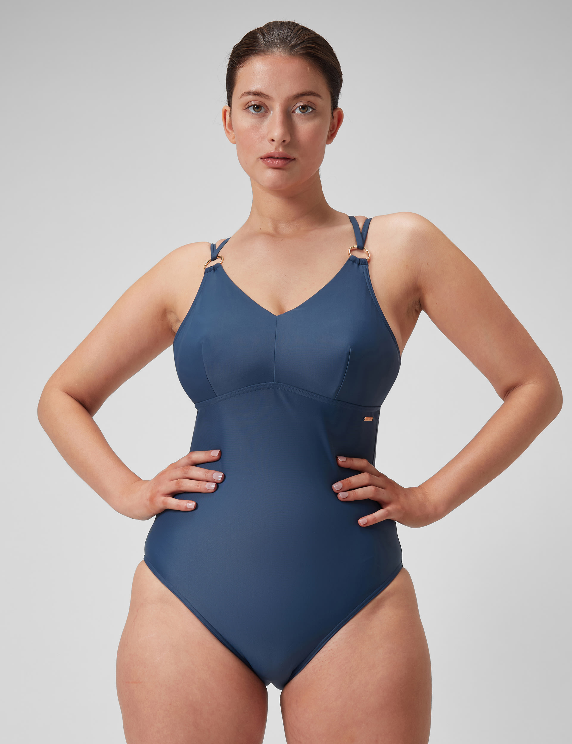 Speedo Women's Shaping V-Neck Swimsuit - 14 - Blue, Blue